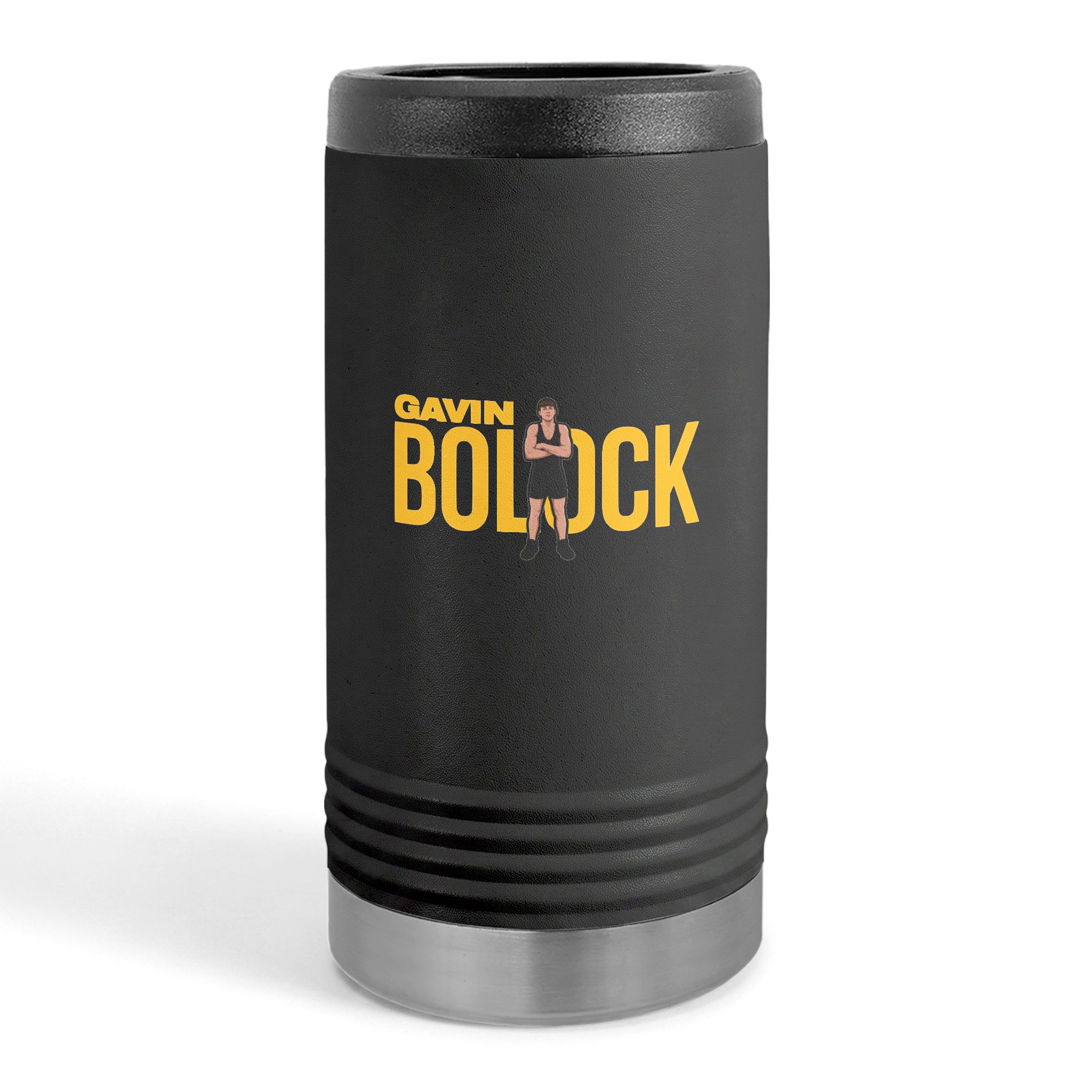 Slim Stainless Can Cooler — character_player_name in Black
