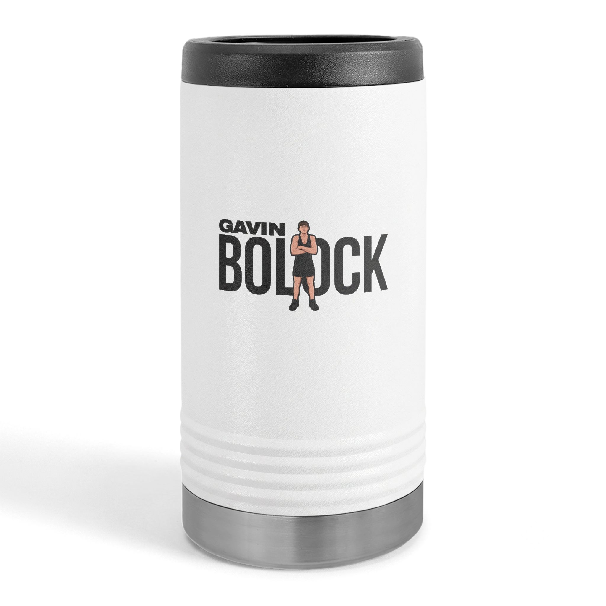 Slim Stainless Can Cooler — character_player_name in White