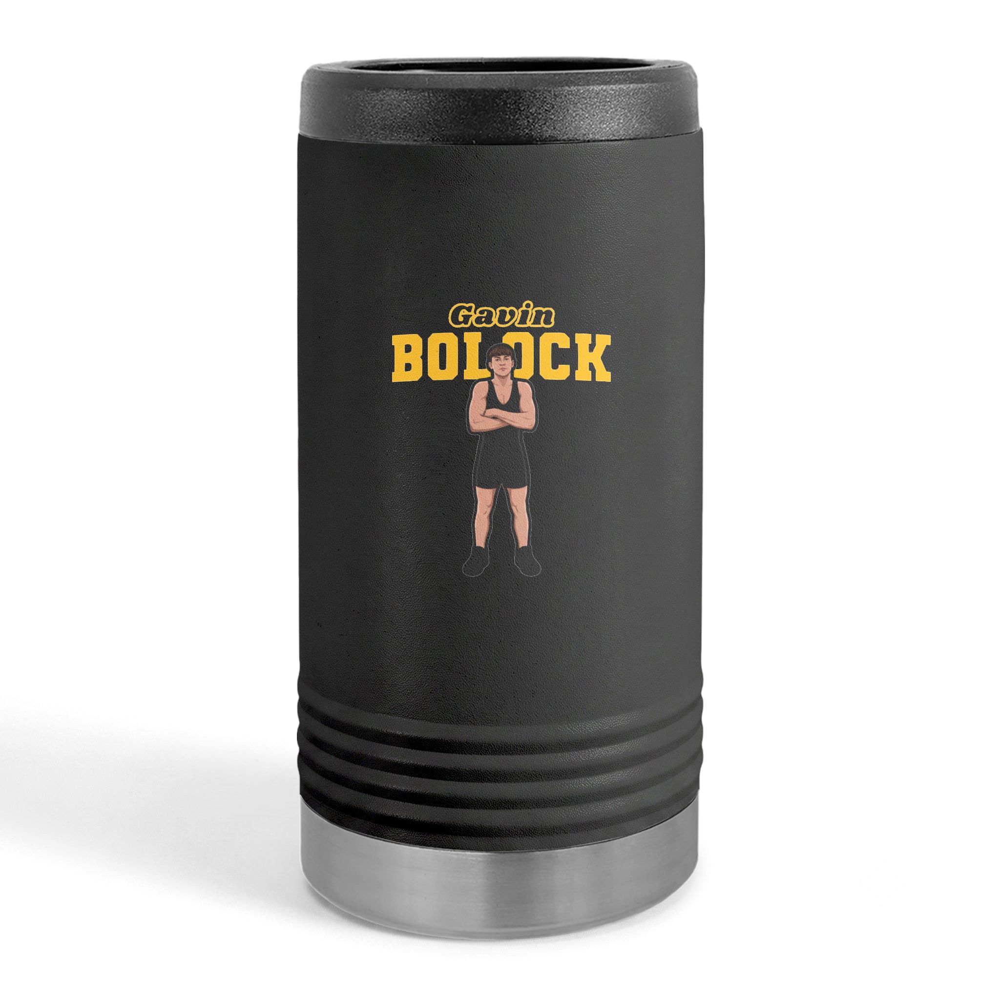 Slim Stainless Can Cooler — character_name_arch in Black