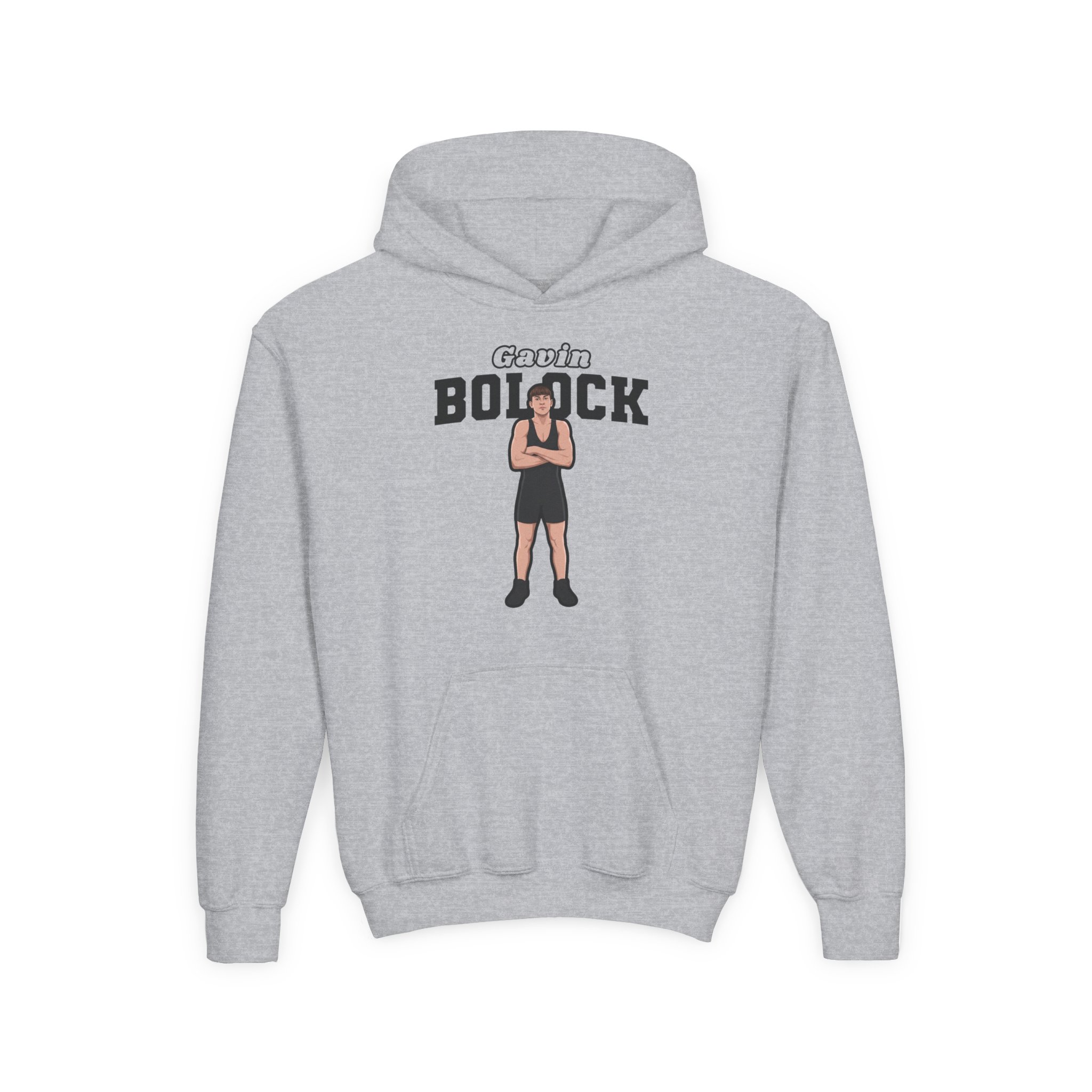 Youth Hoodie — character_name_arch in Grey