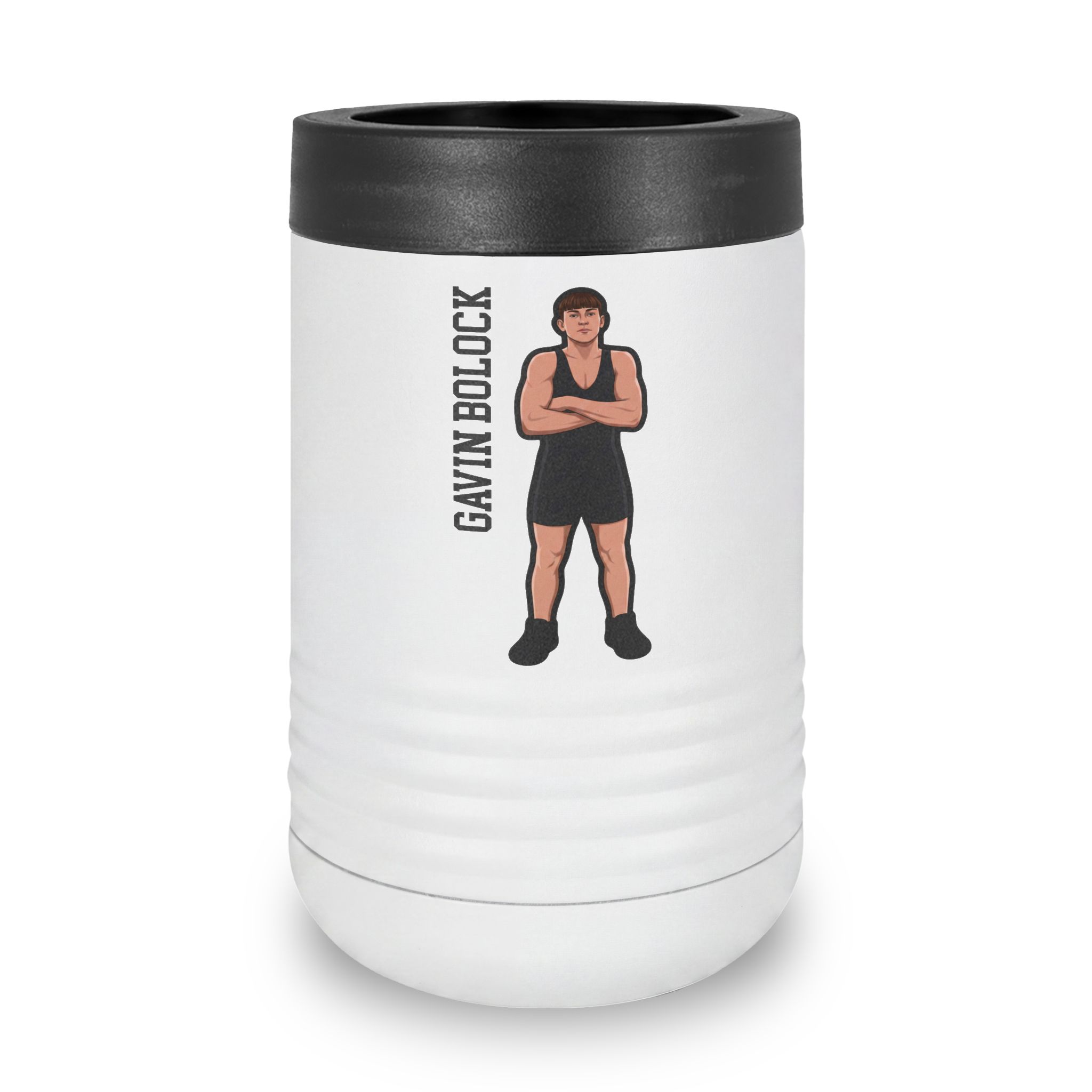 Stainless Can Cooler — character_name_vertical in White