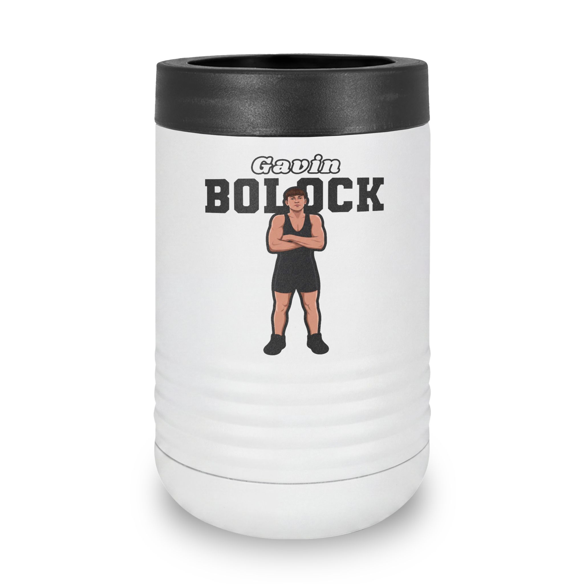Stainless Can Cooler — character_name_arch in White