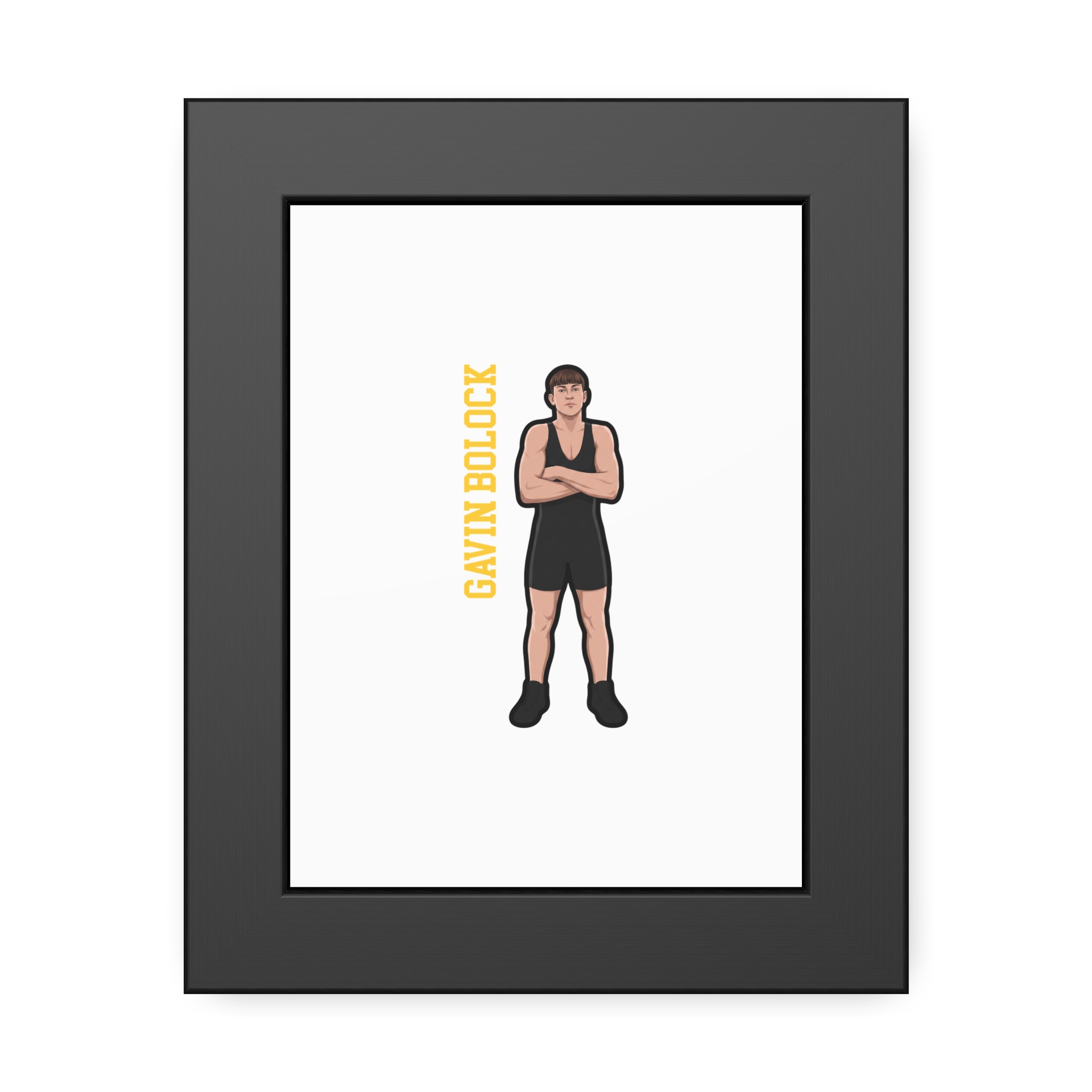 Framed Poster — character_name_vertical in Black