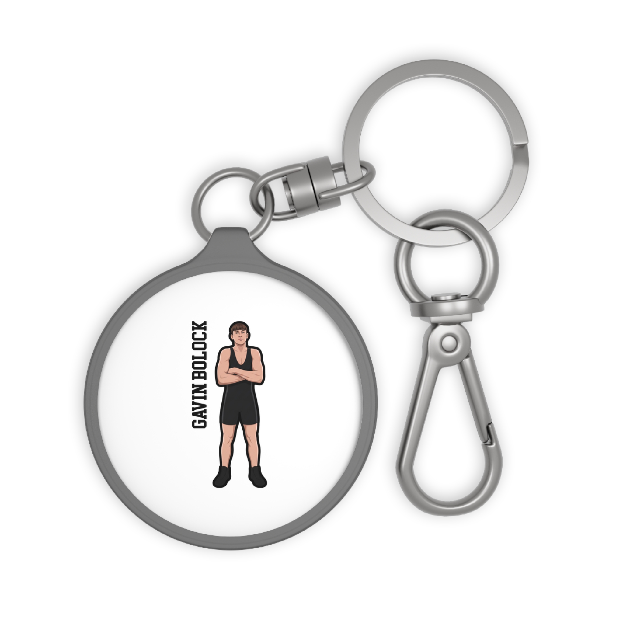 Keychain — character_name_vertical in Grey
