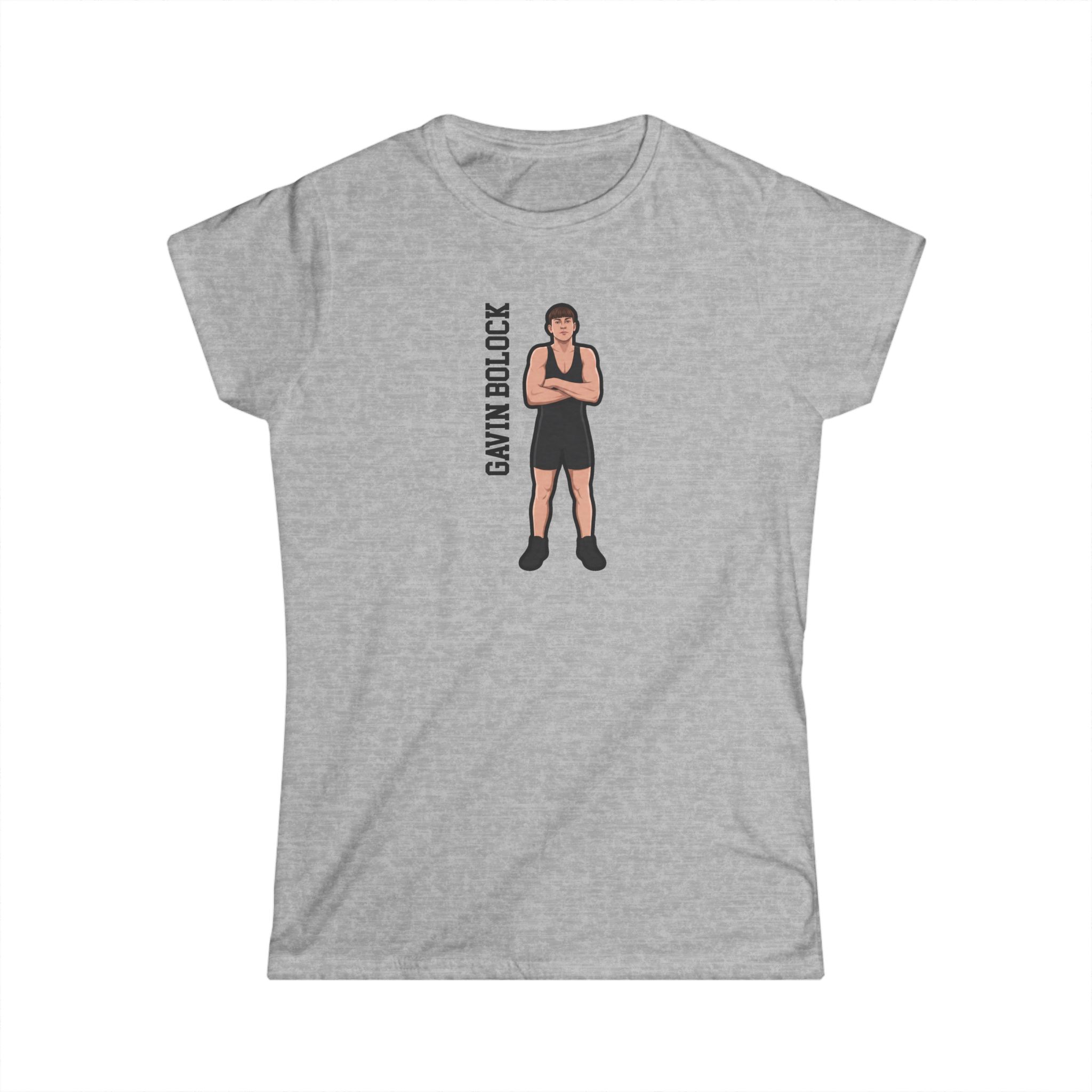 Women's Softstyle Tee — character_name_vertical in Grey