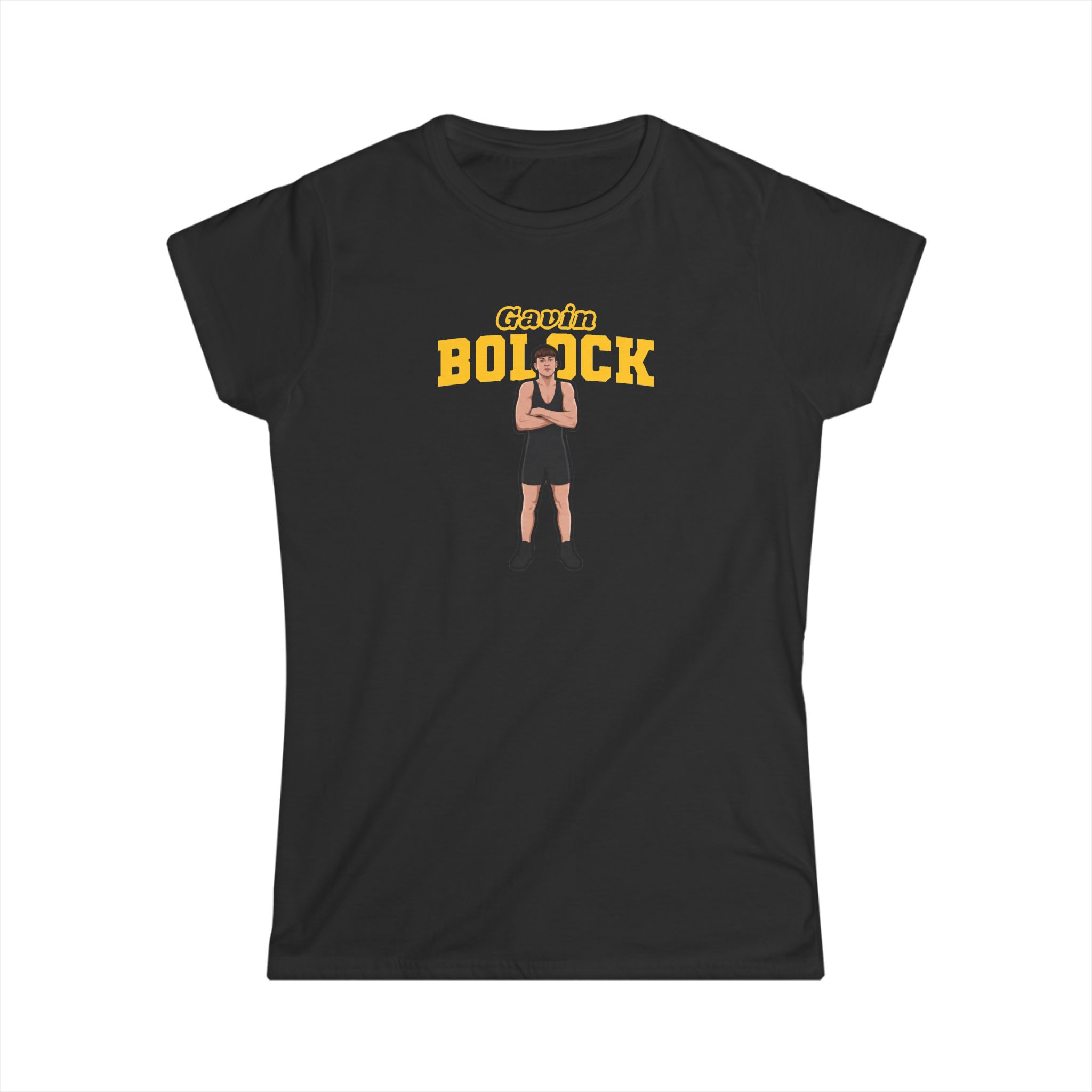 Women's Softstyle Tee — character_name_arch in Black