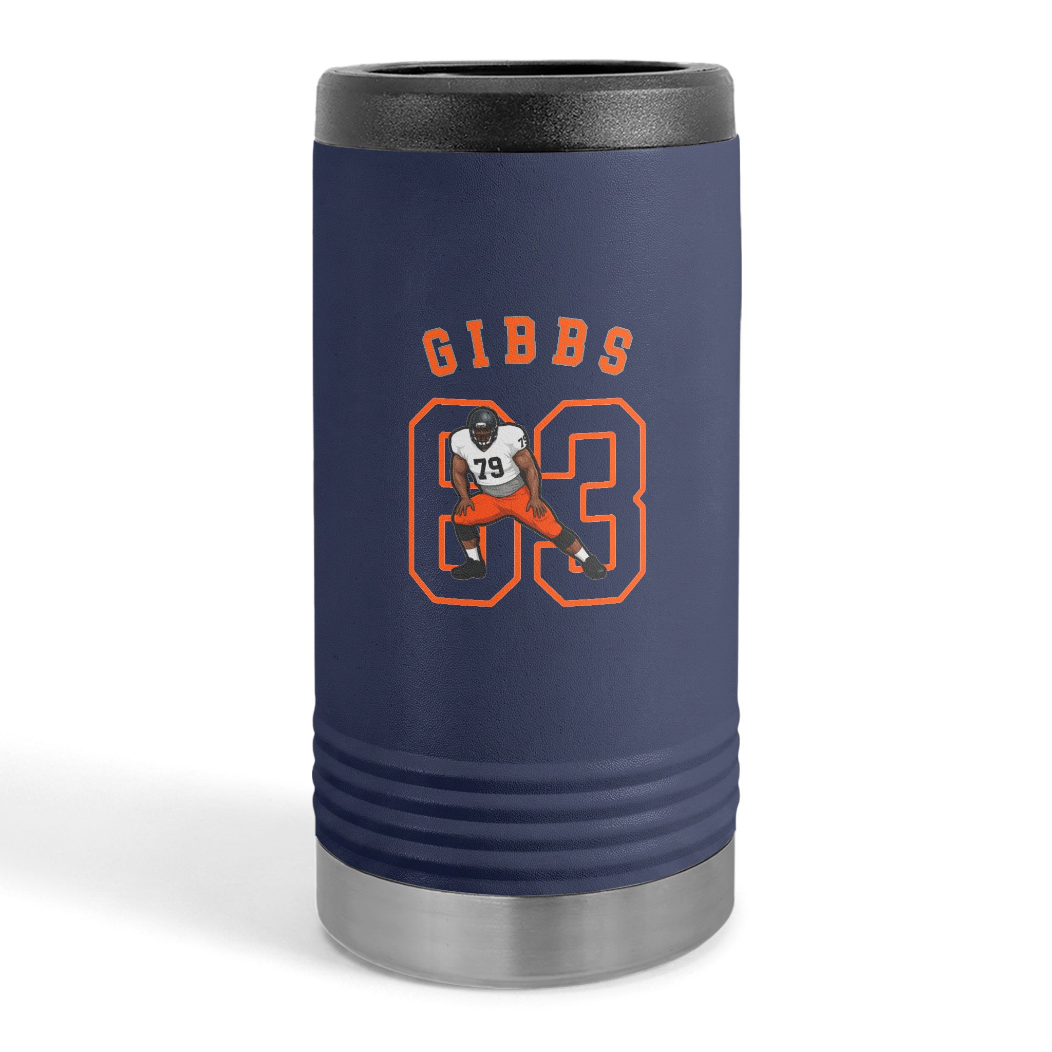 Slim Stainless Can Cooler — character_shirsey_arch in Navy