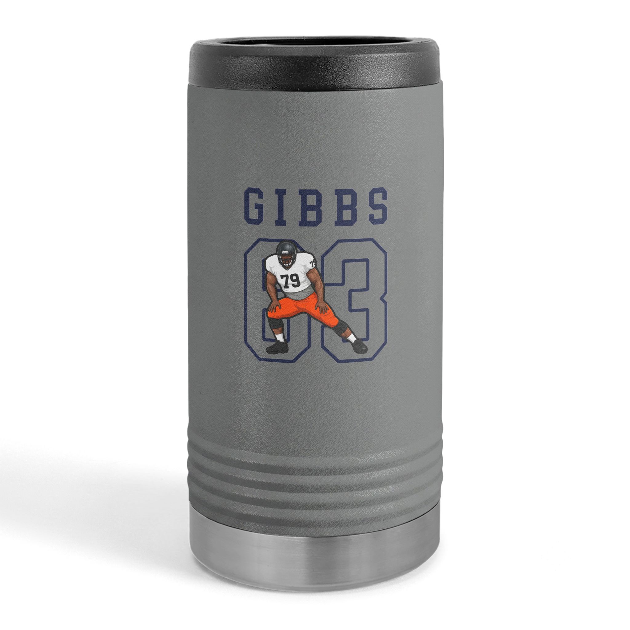 Slim Stainless Can Cooler — character_shirsey in Grey