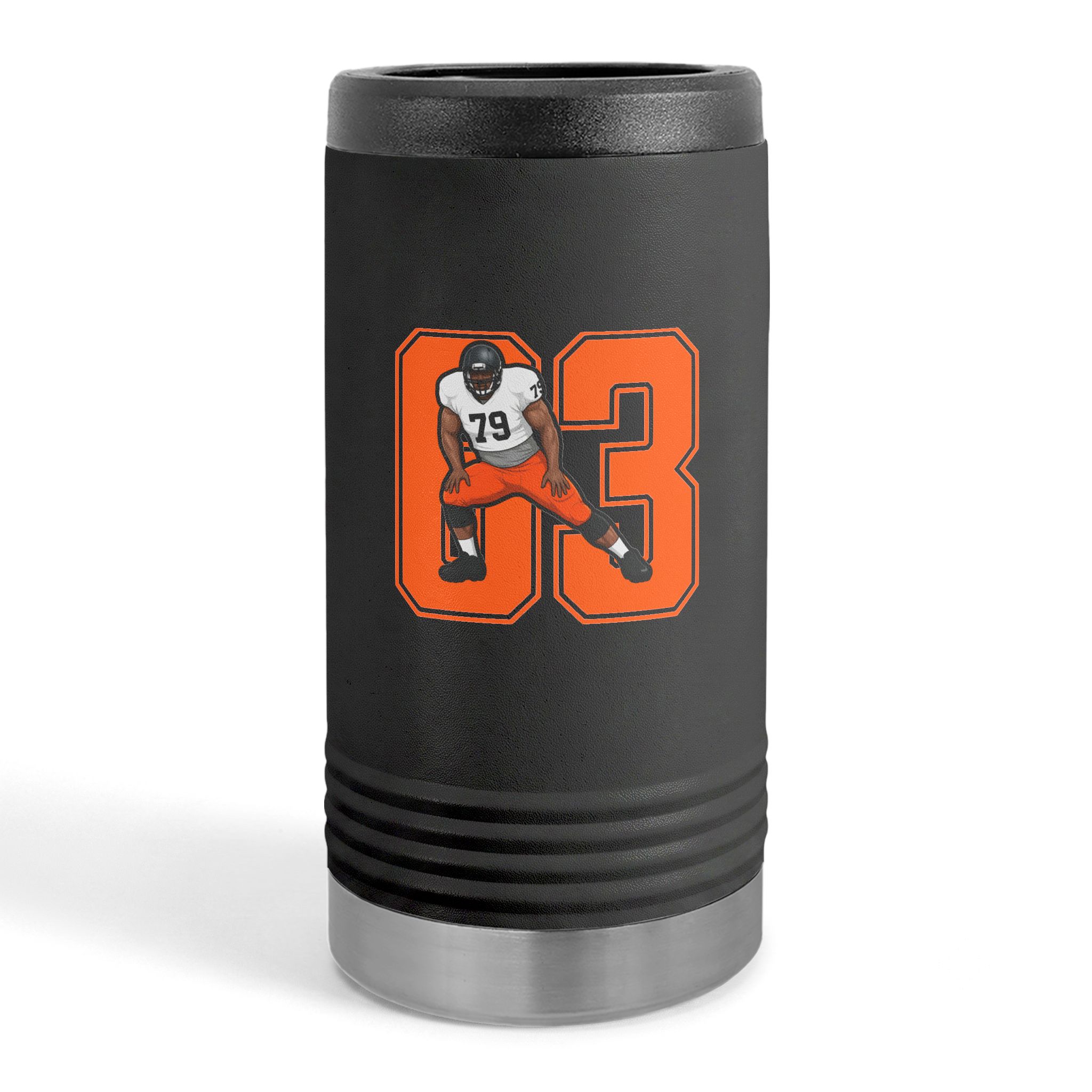Slim Stainless Can Cooler — character_number in Black