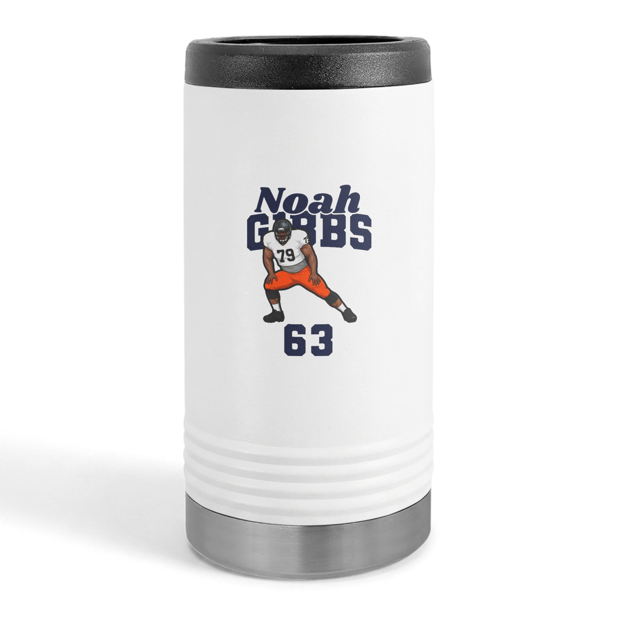 Slim Stainless Can Cooler — character_signature_arch in White