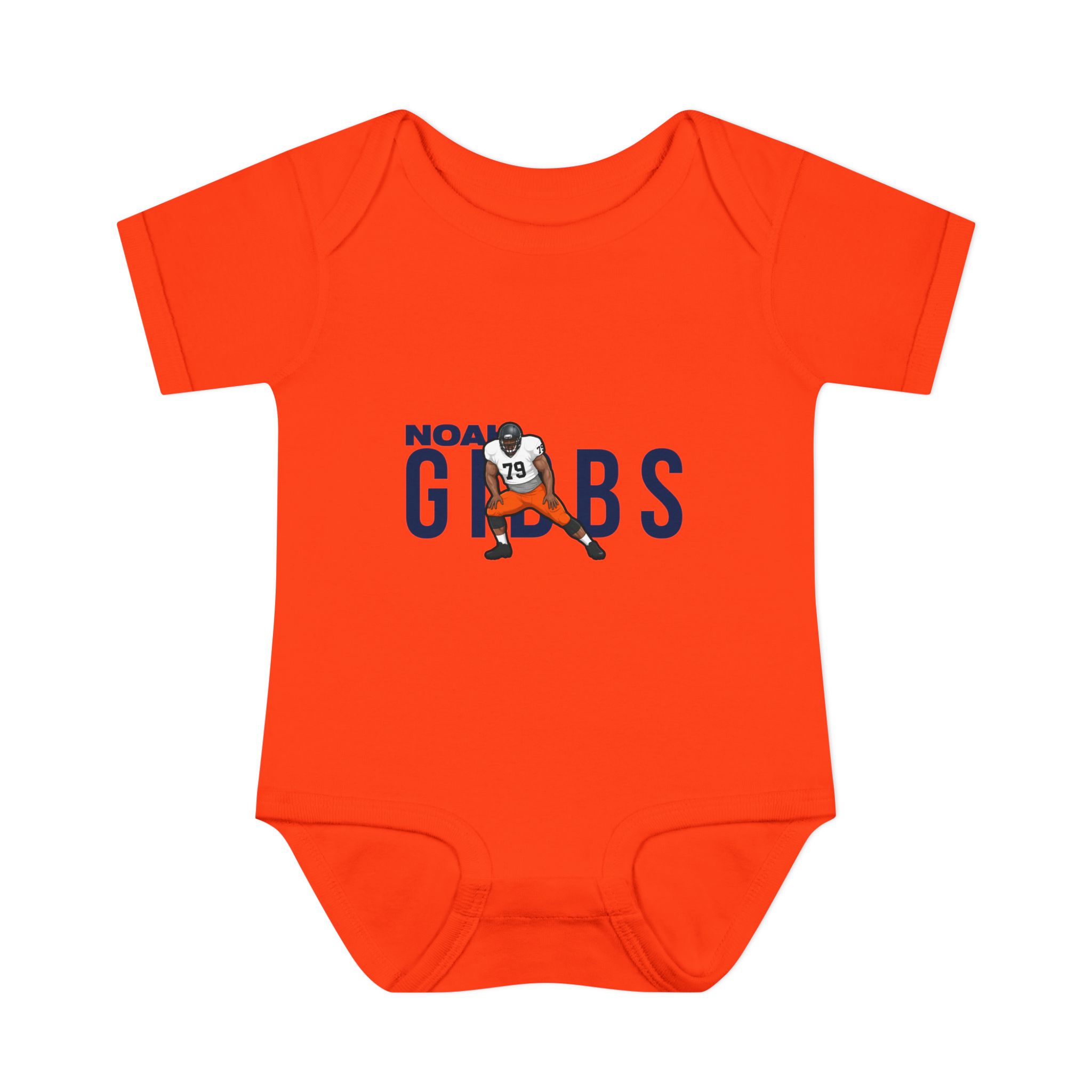Baby Onesie — character_player_name in Orange