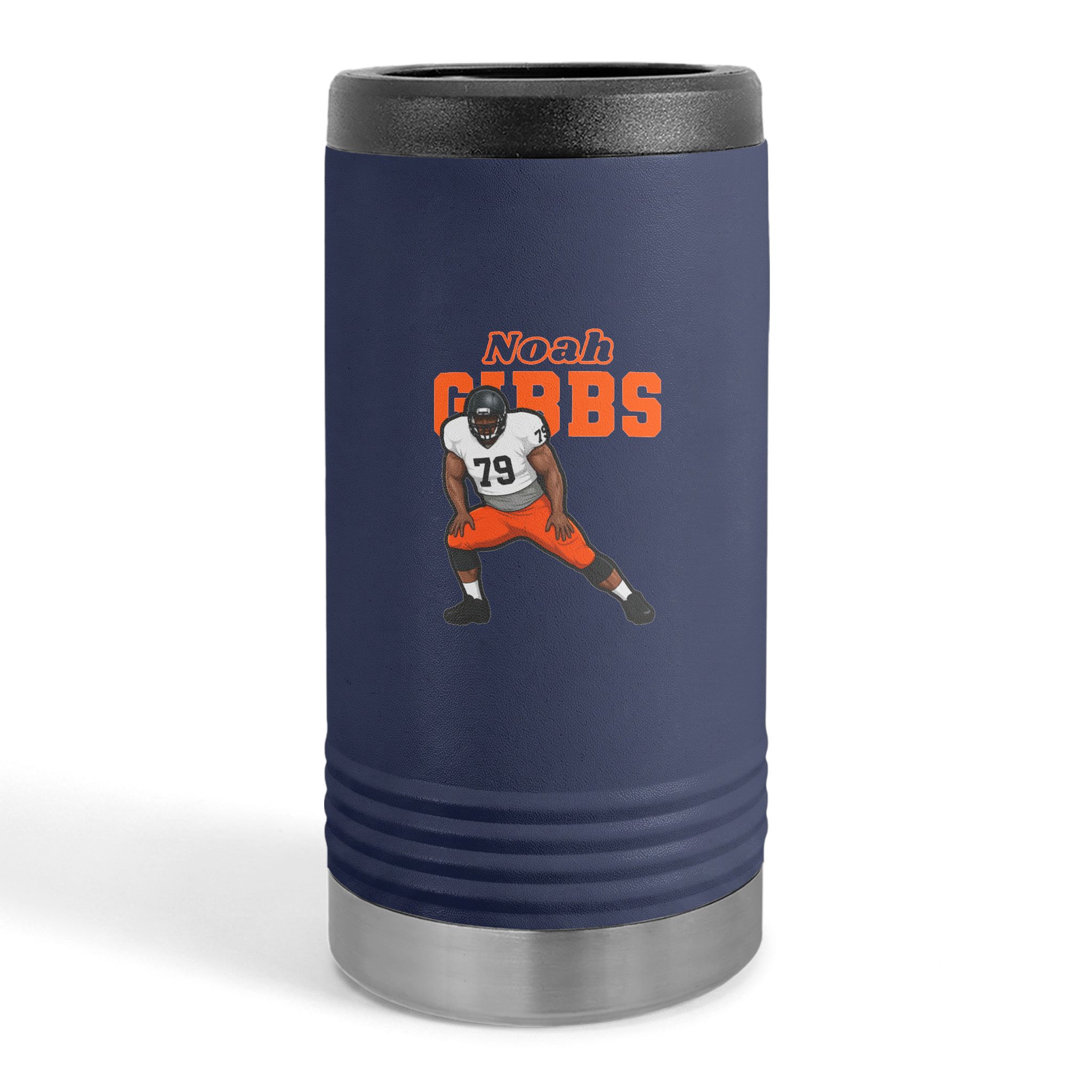 Slim Stainless Can Cooler — character_name_arch in Navy
