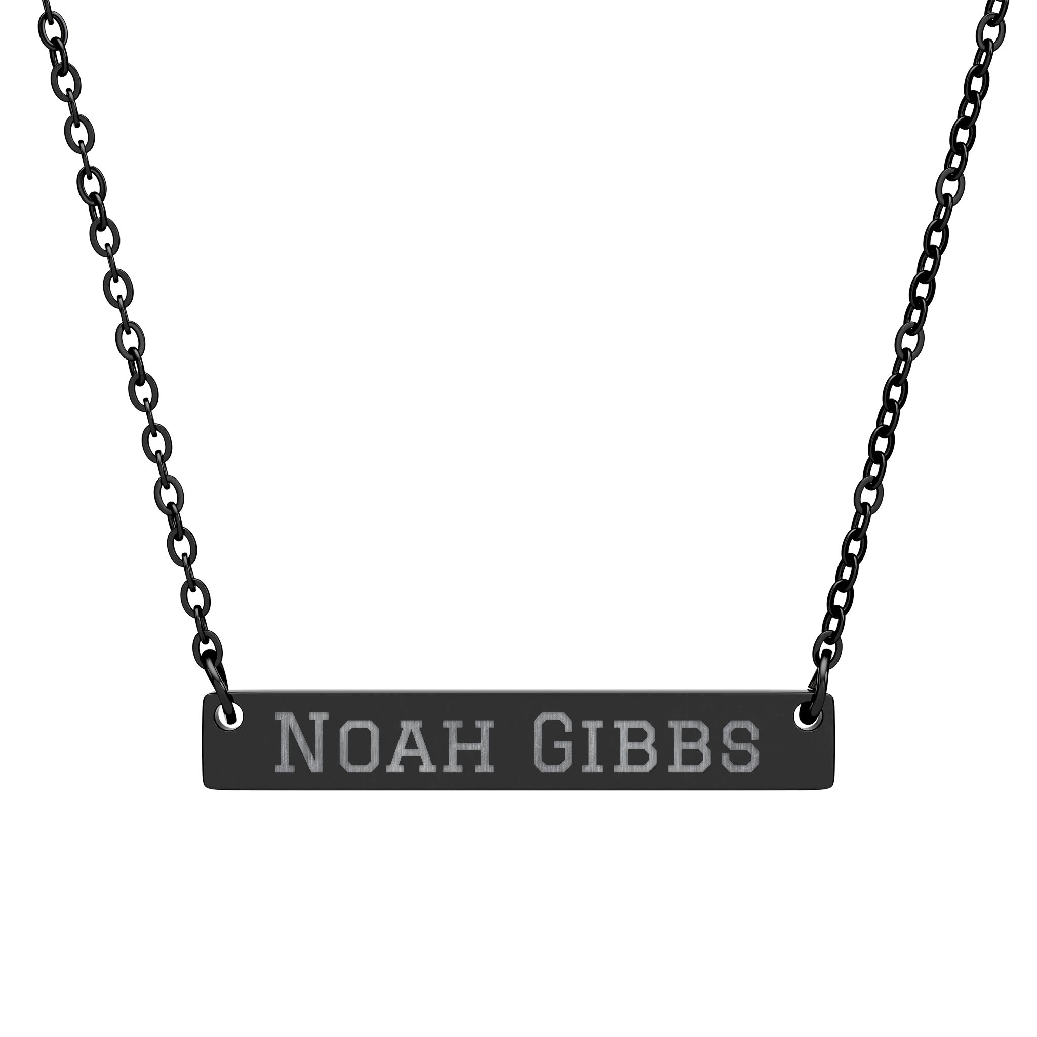 Engraved Bar Necklace — Classic in Black