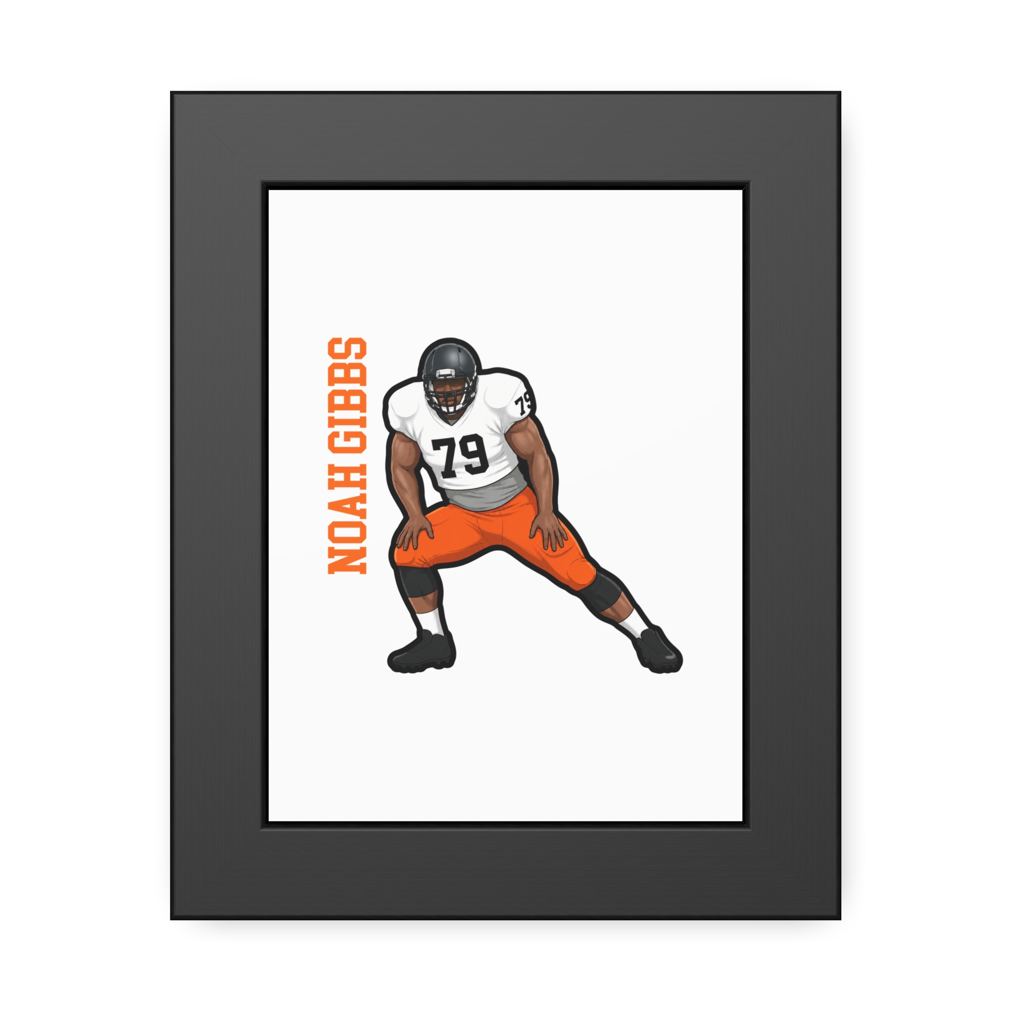 Framed Poster — character_name_vertical in Black