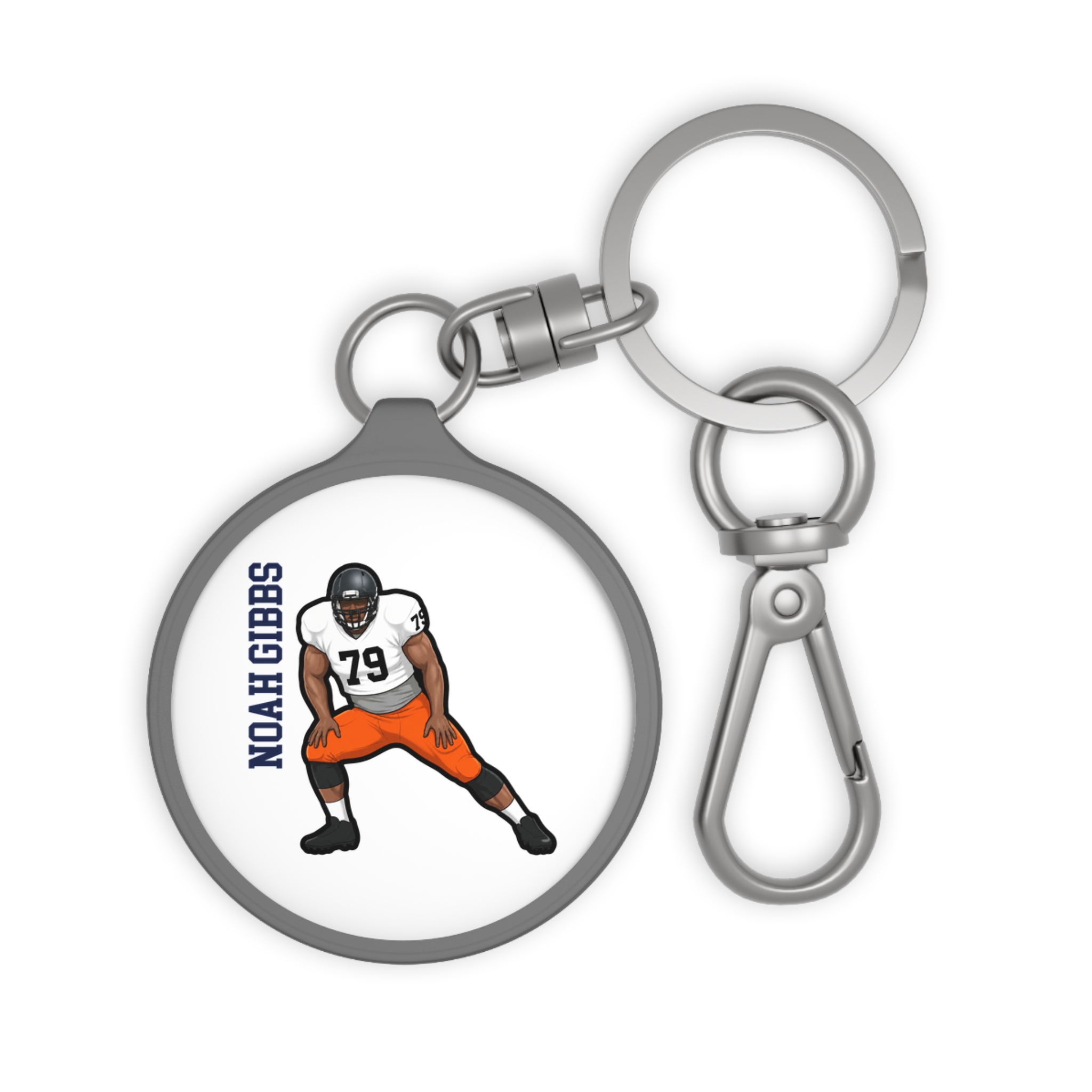 Keychain — character_name_vertical in Grey
