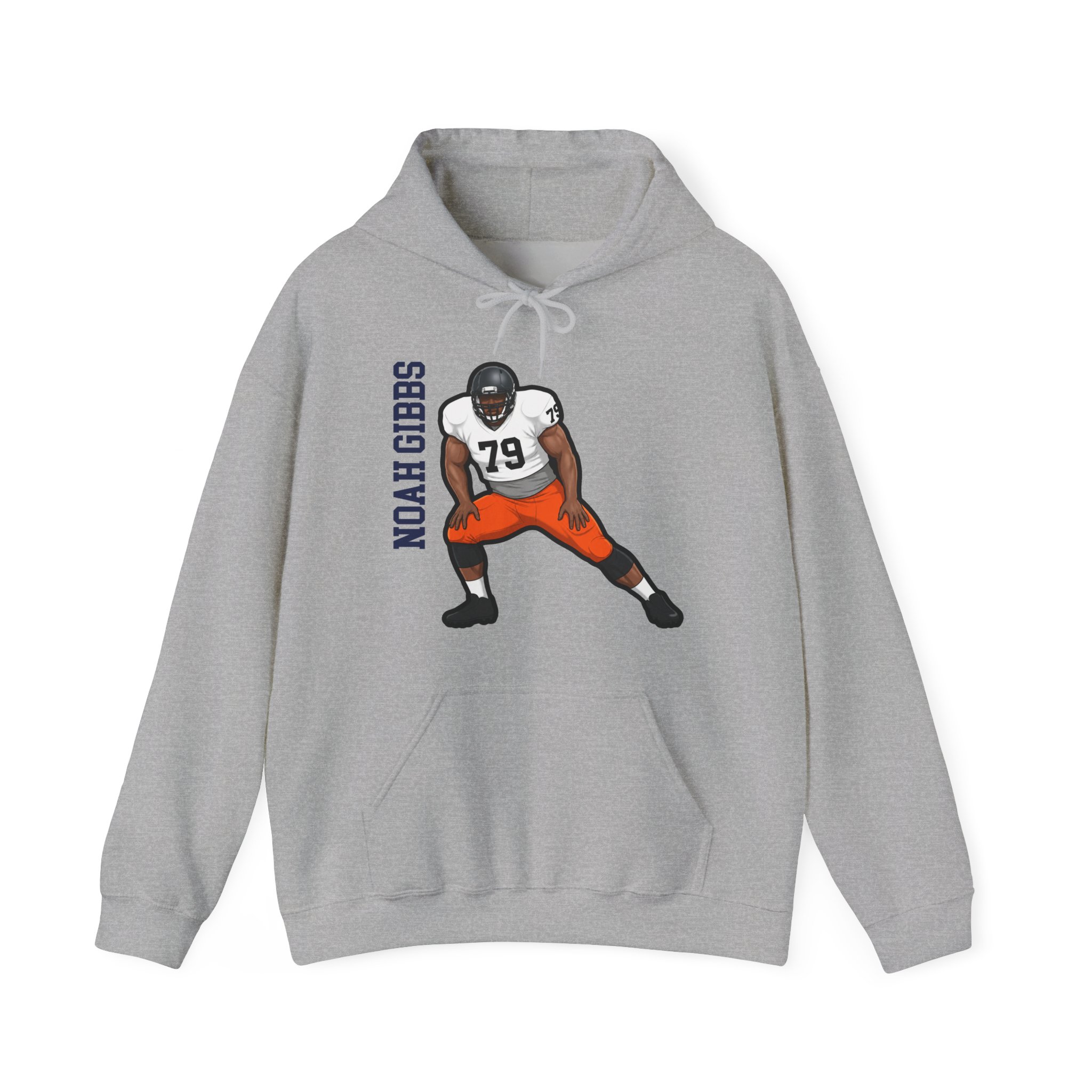 Hoodie — character_name_vertical in Grey