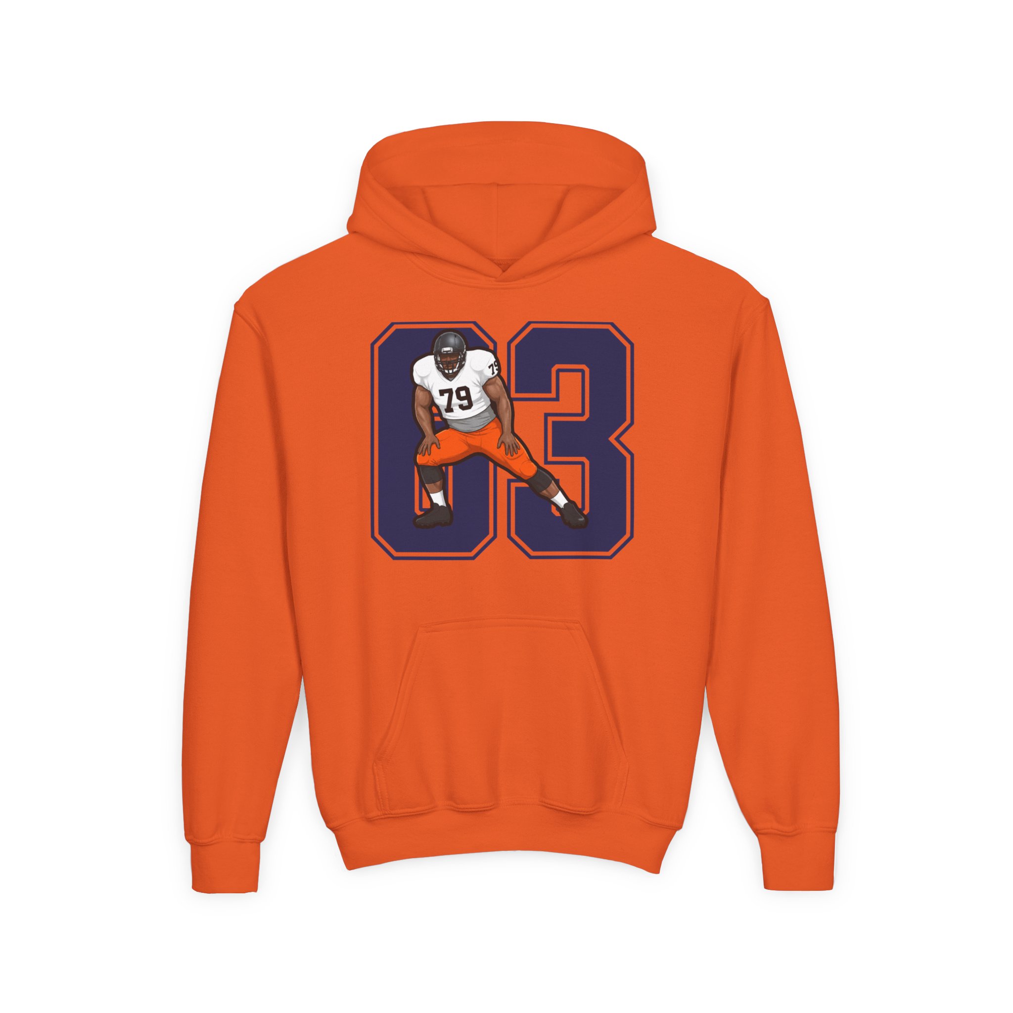 Youth Hoodie — character_number in Orange