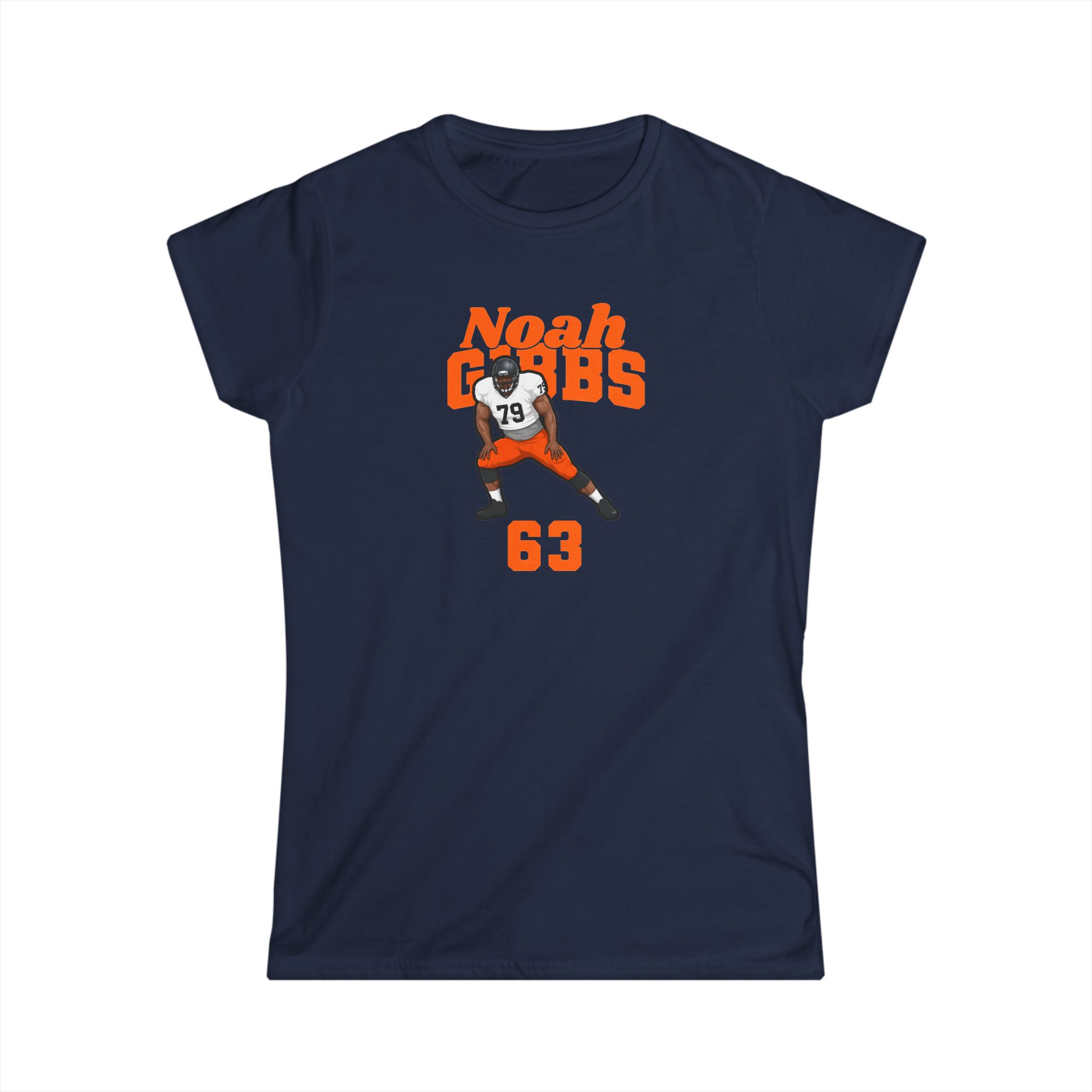 Women's Softstyle Tee — character_signature_arch in Navy