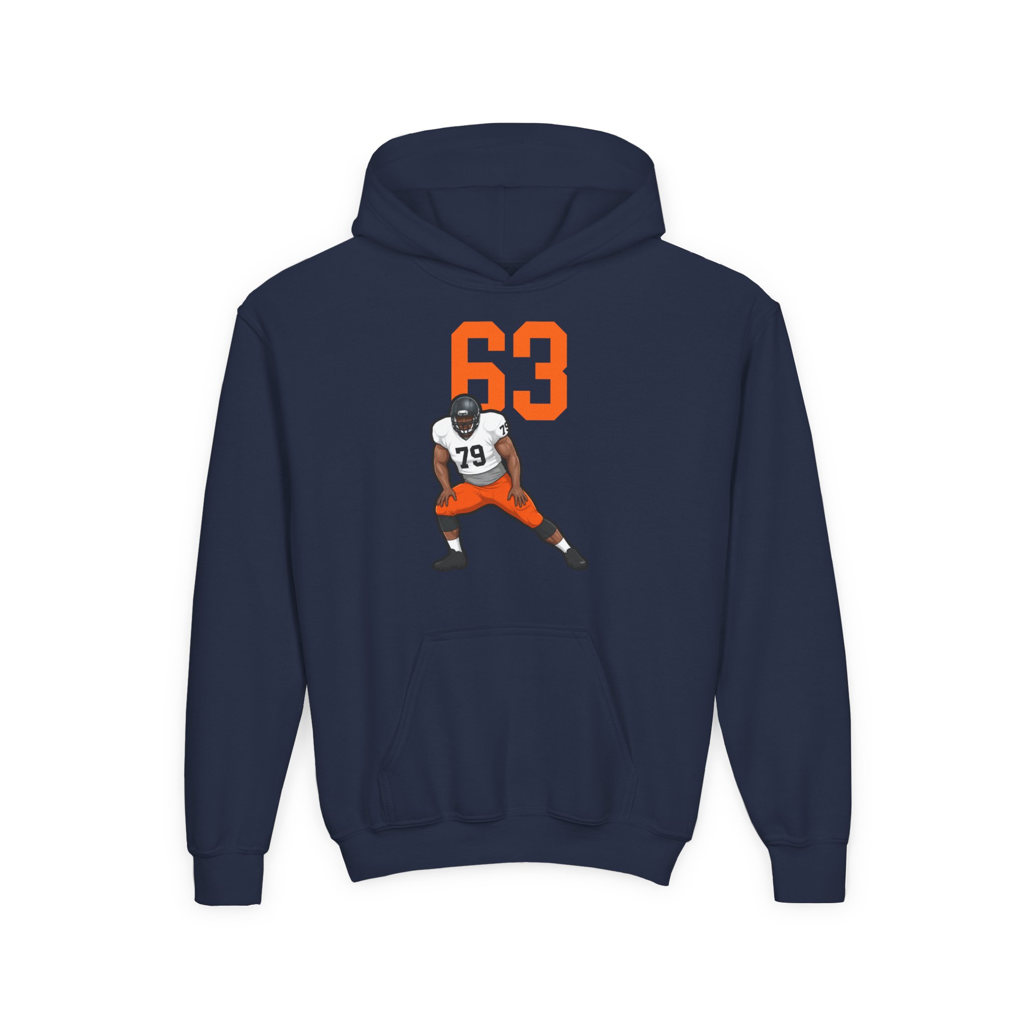 Youth Hoodie — character_number_top in Navy