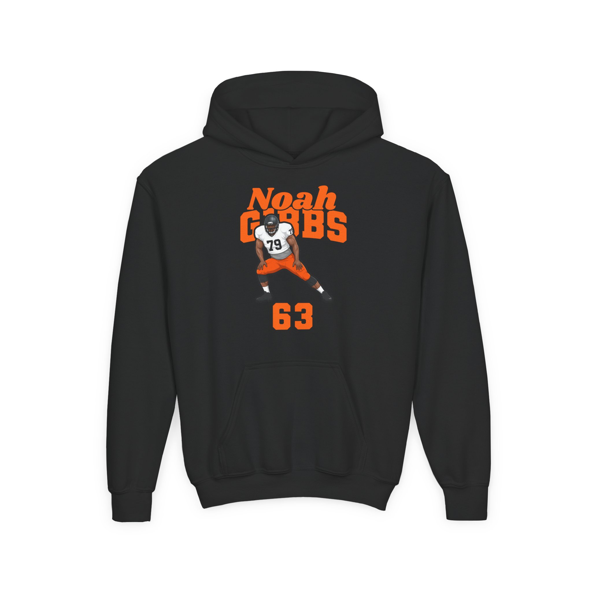 Youth Hoodie — character_signature_arch in Black