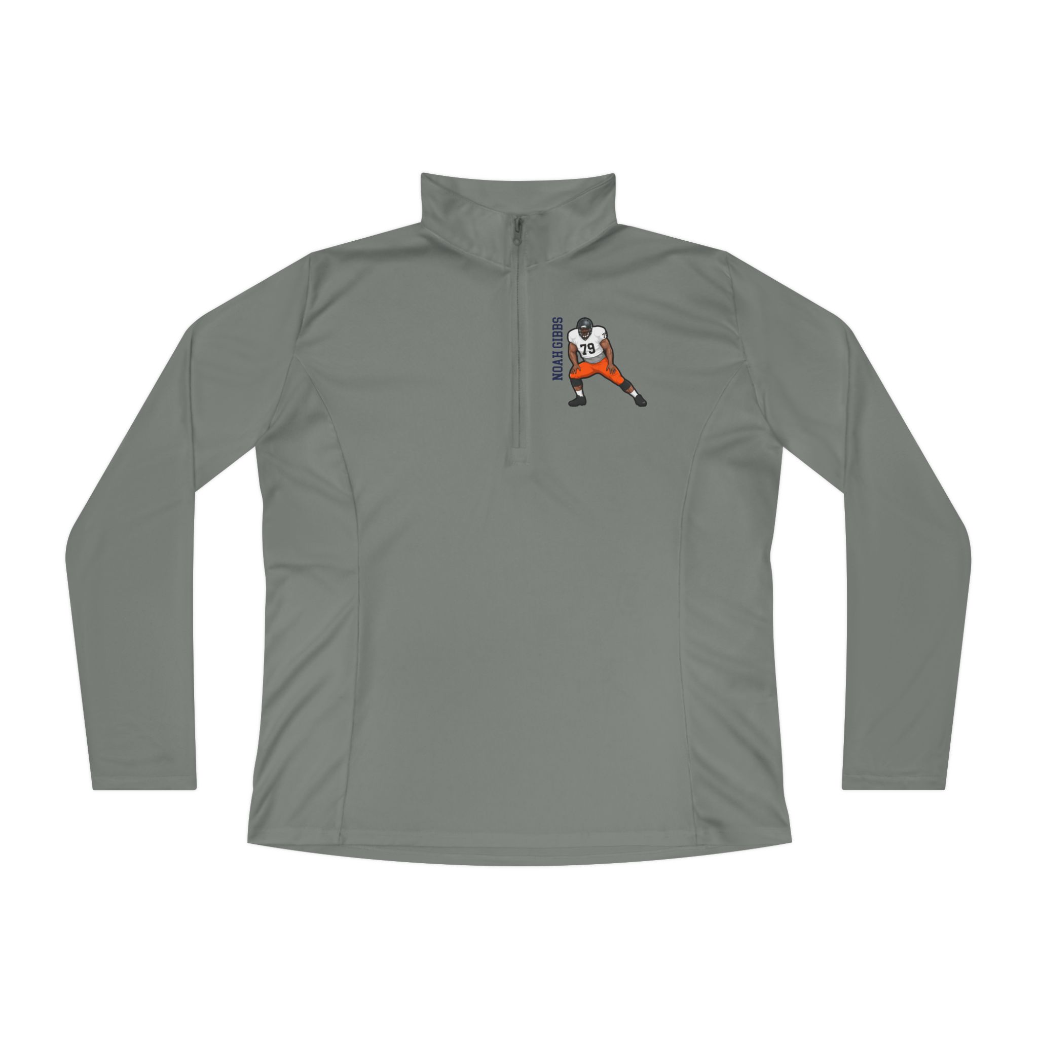 Women's Q-Zip Pullover — character_name_vertical in Grey