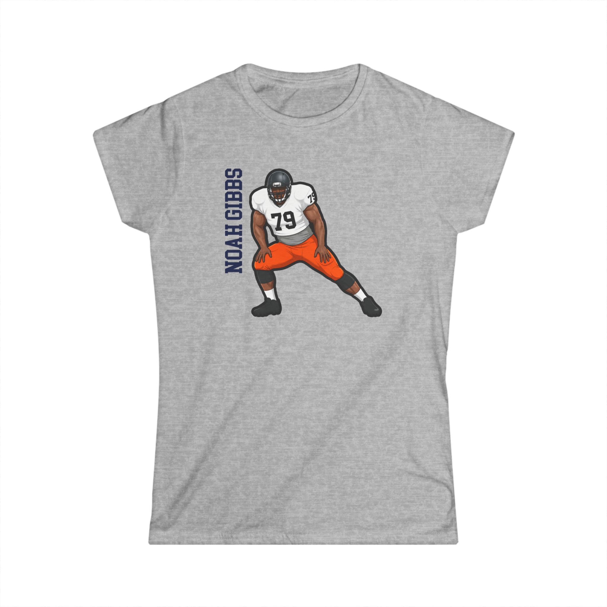 Women's Softstyle Tee — character_name_vertical in Grey