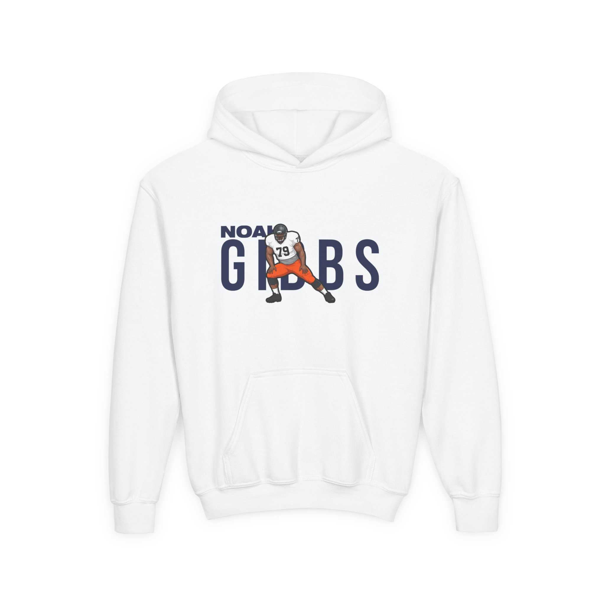 Youth Hoodie — character_player_name in White