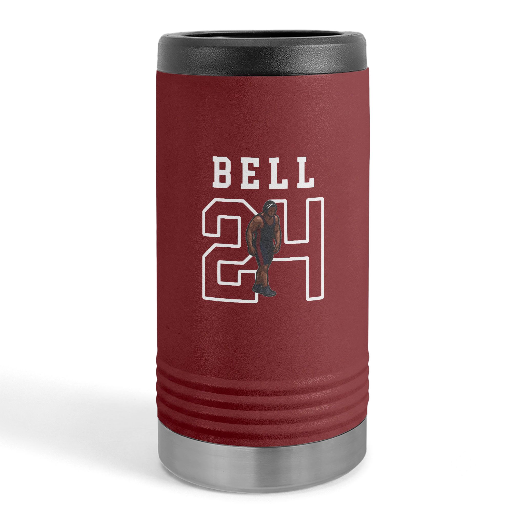 Slim Stainless Can Cooler — character_shirsey in Maroon