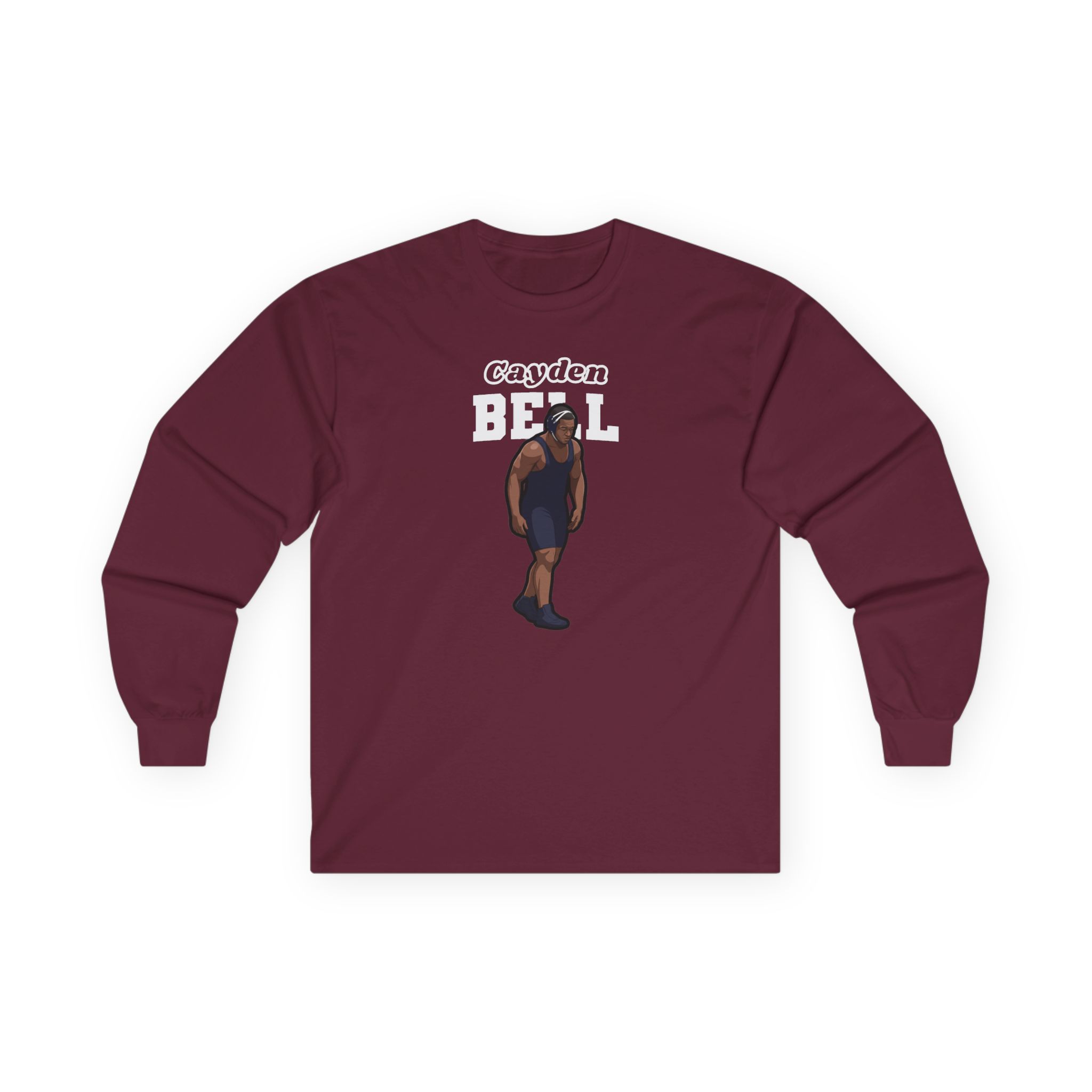 Long Sleeve Tee — character_name_arch in Maroon