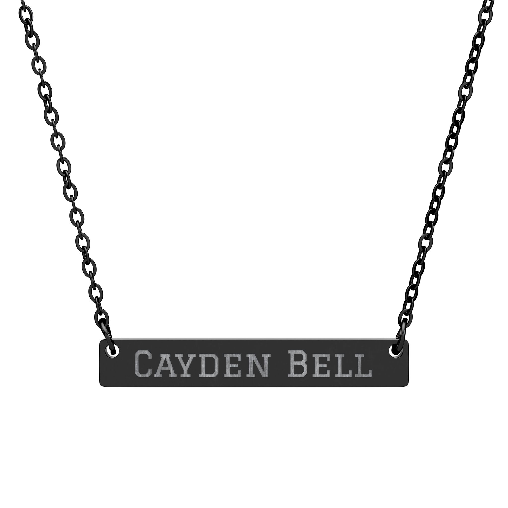 Engraved Bar Necklace — Classic in Black