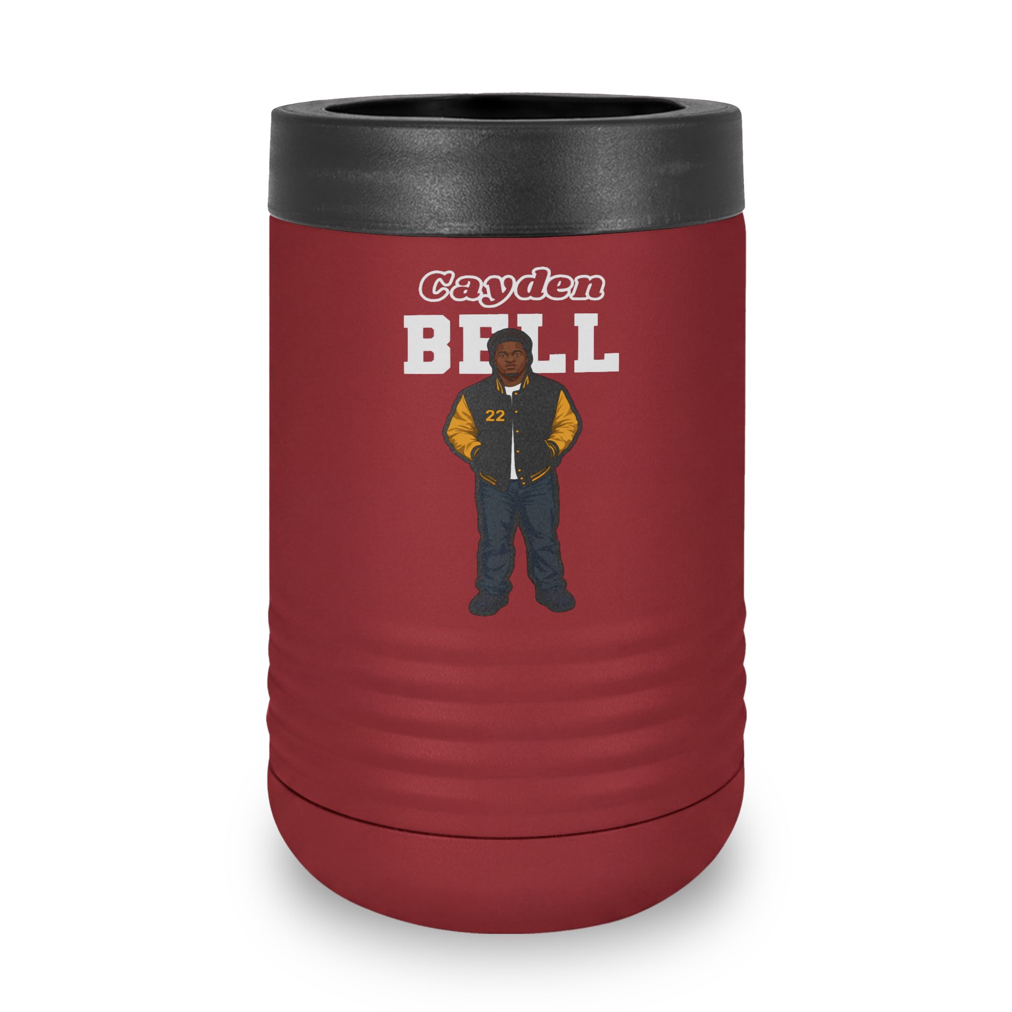 Stainless Can Cooler — character_name_arch in Maroon