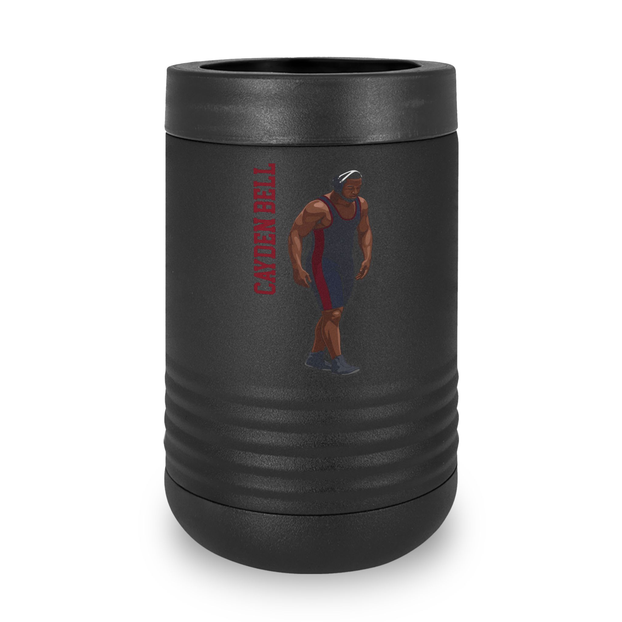 Stainless Can Cooler — character_name_vertical in Black