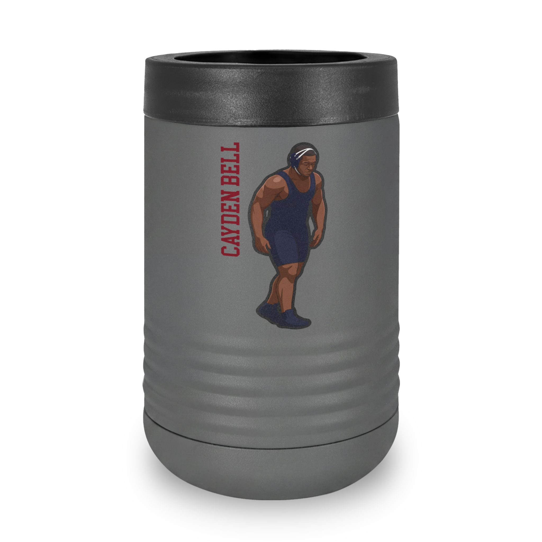 Stainless Can Cooler — character_name_vertical in Grey