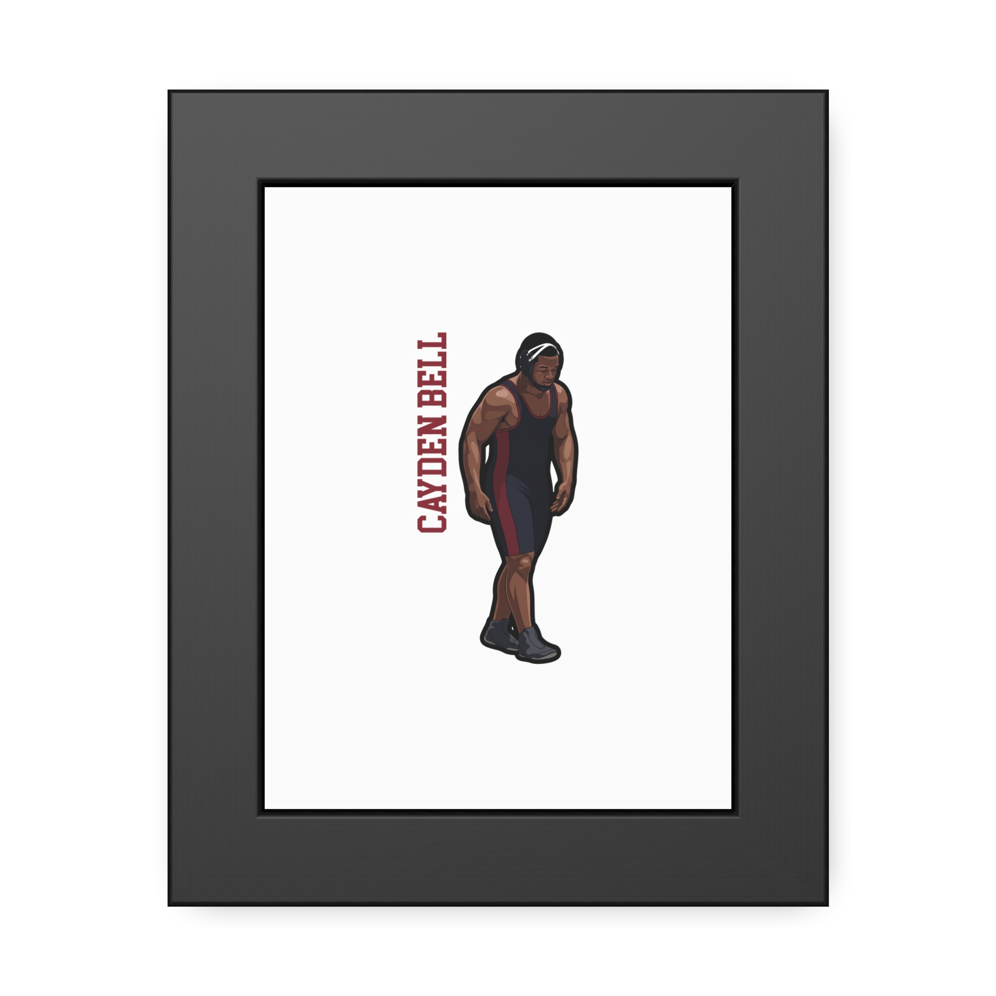 Framed Poster — character_name_vertical in Black