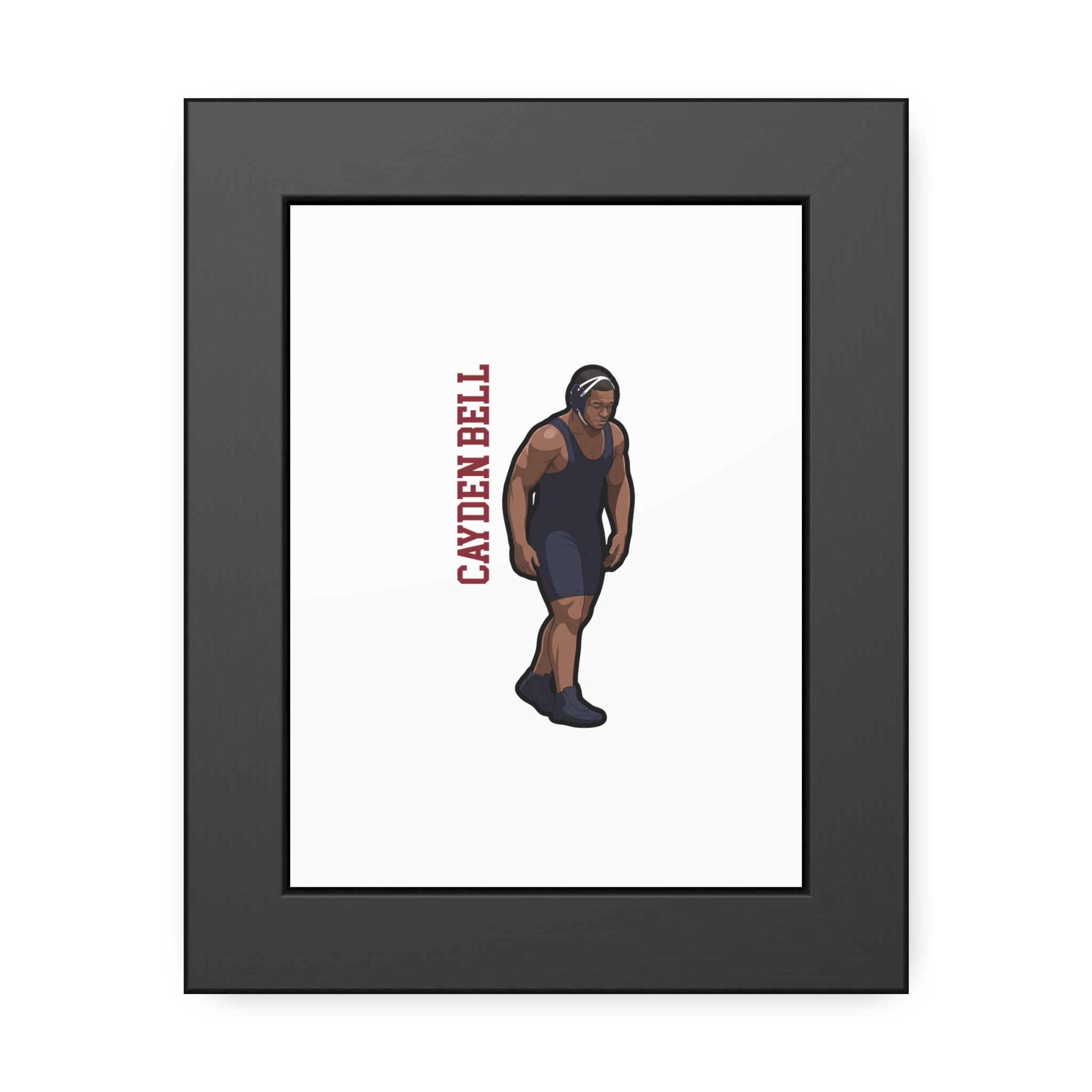 Framed Poster — character_name_vertical in Black