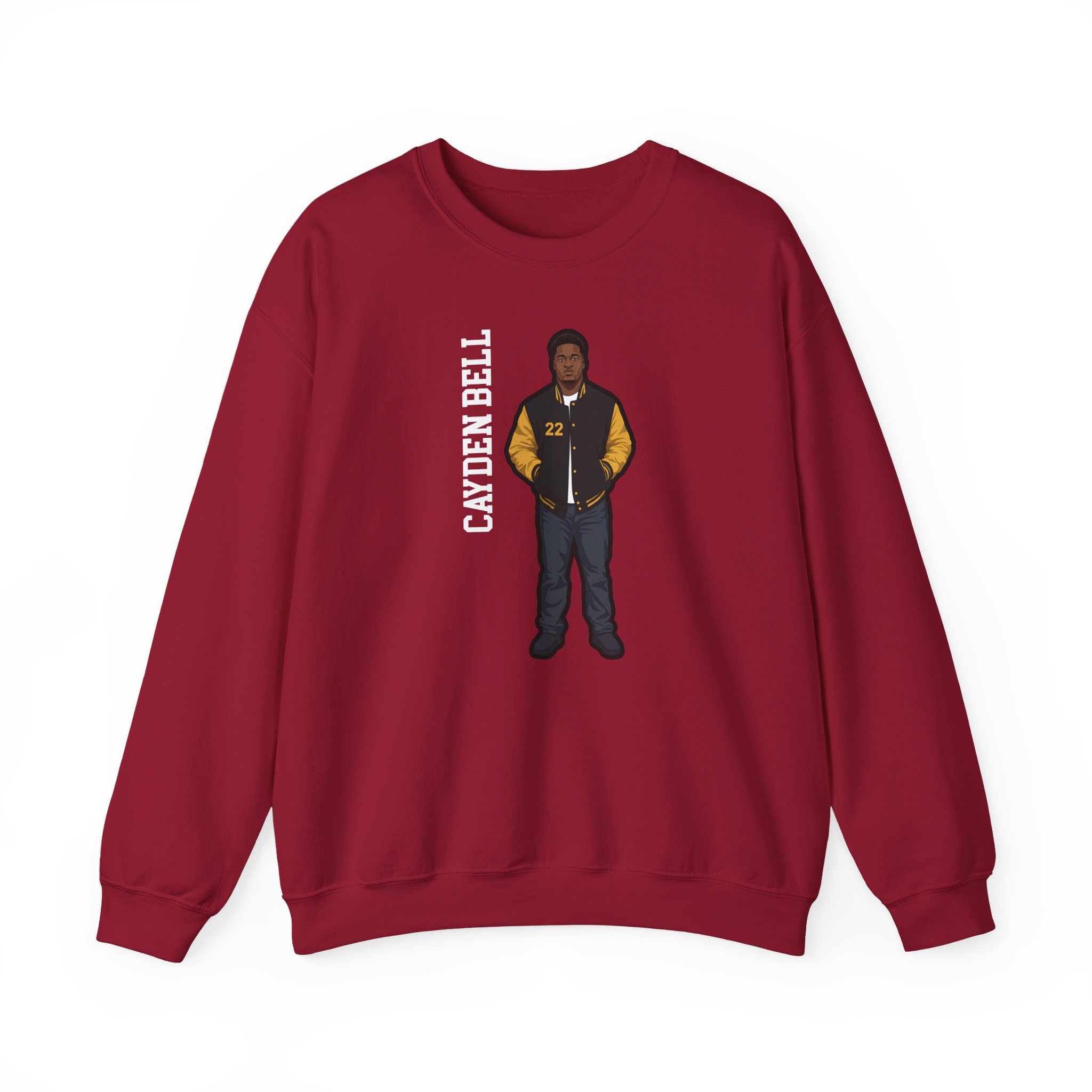 Crewneck Sweatshirt — character_name_vertical in Cardinal