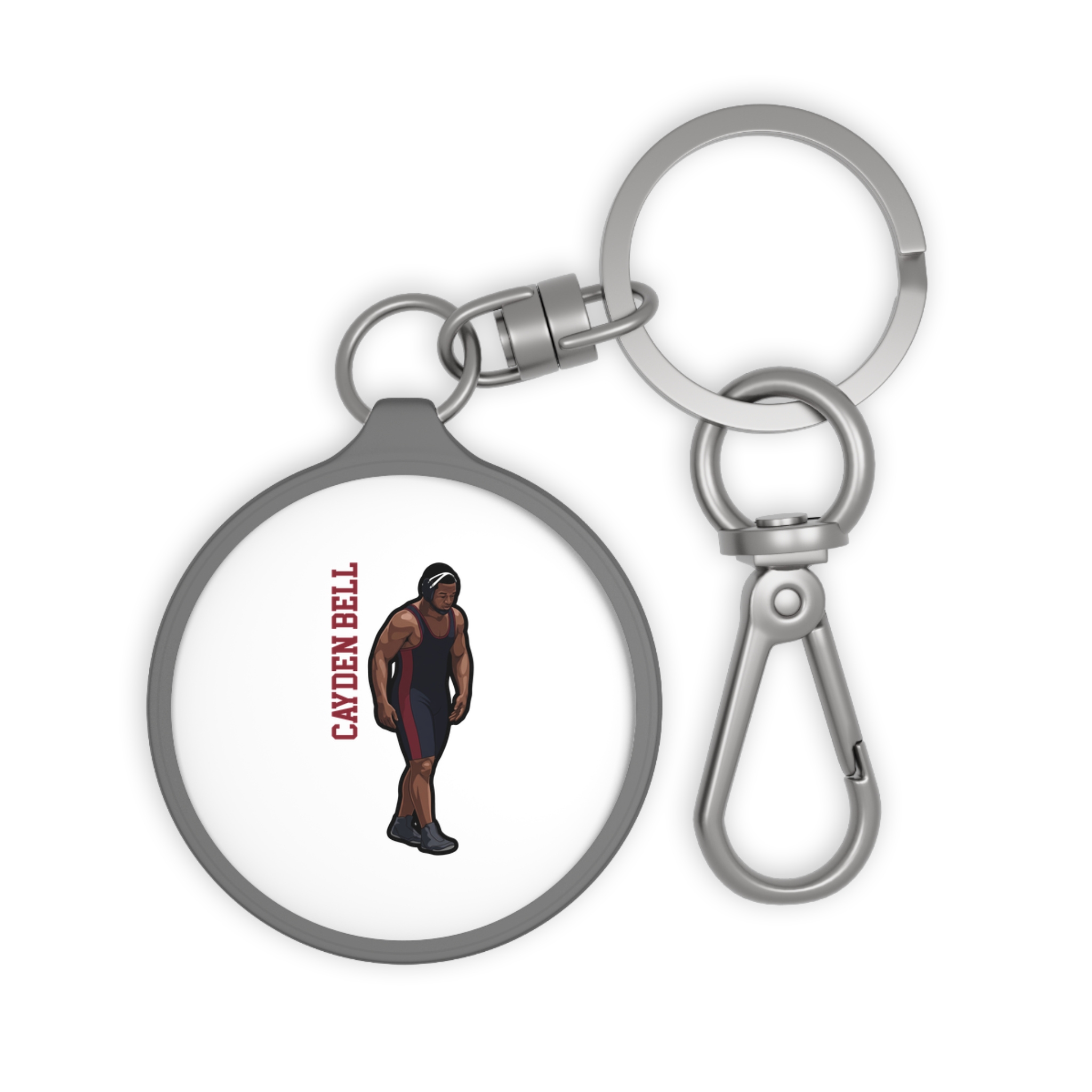 Keychain — character_name_vertical in Grey