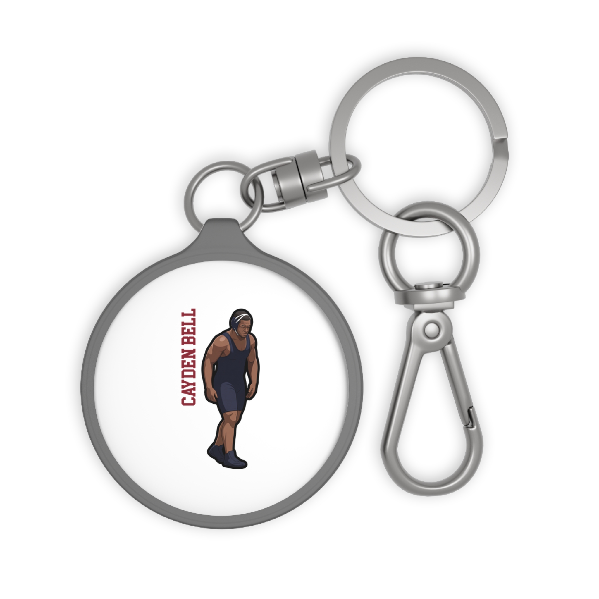 Keychain — character_name_vertical in Grey