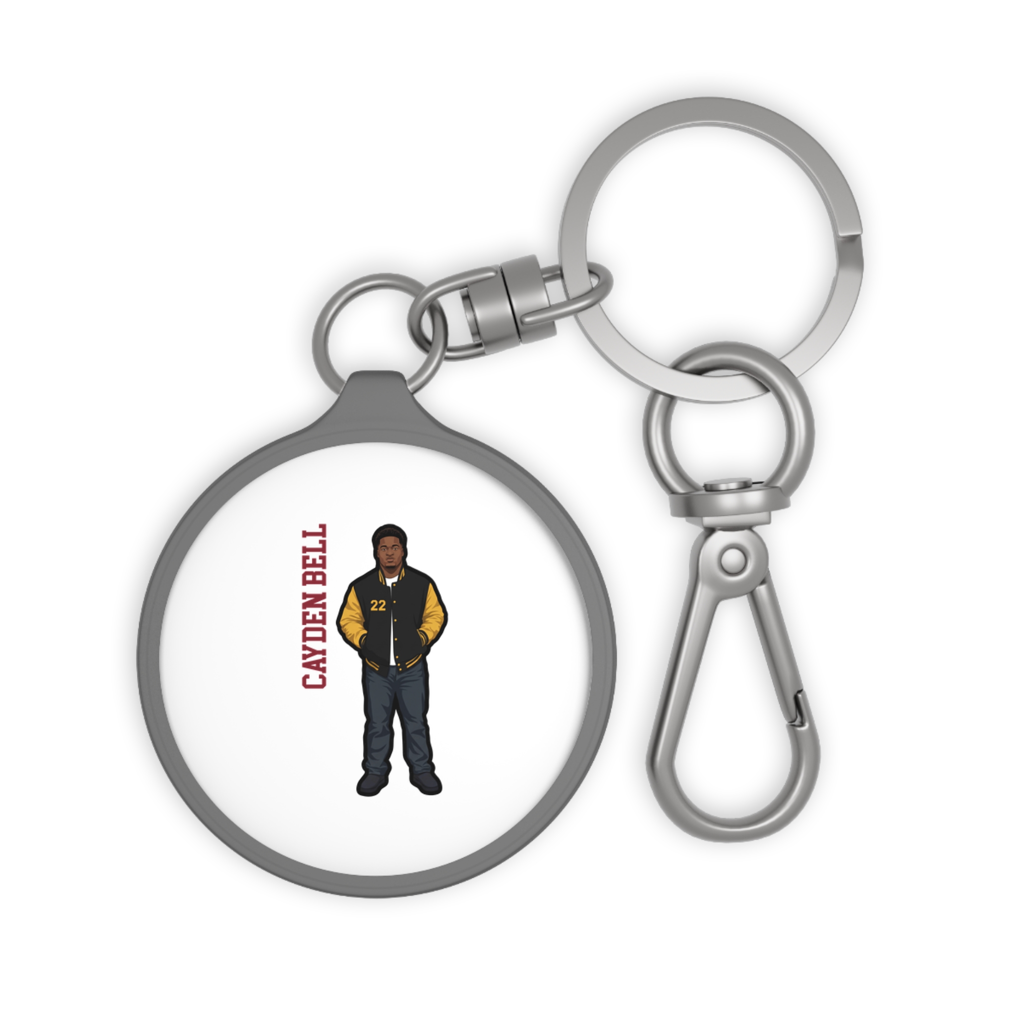 Keychain — character_name_vertical in Grey