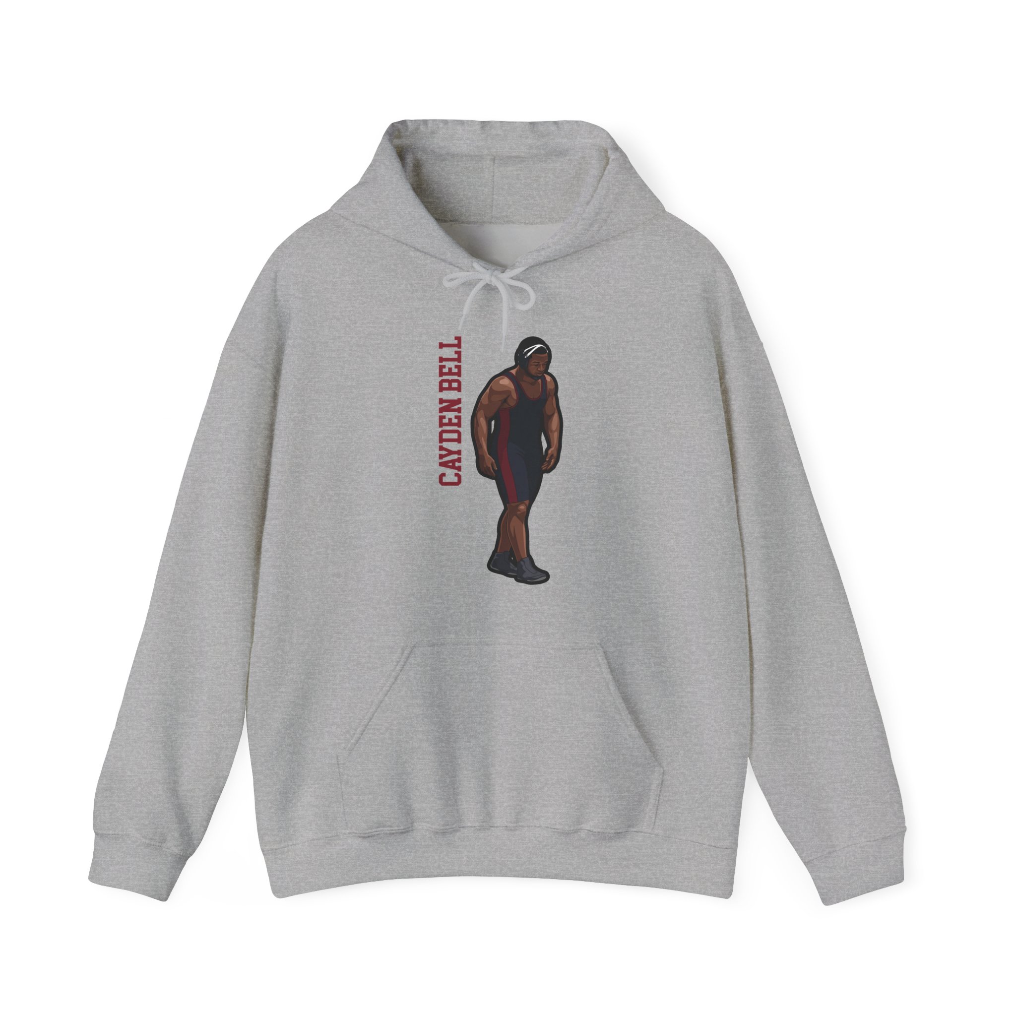 Hoodie — character_name_vertical in Grey