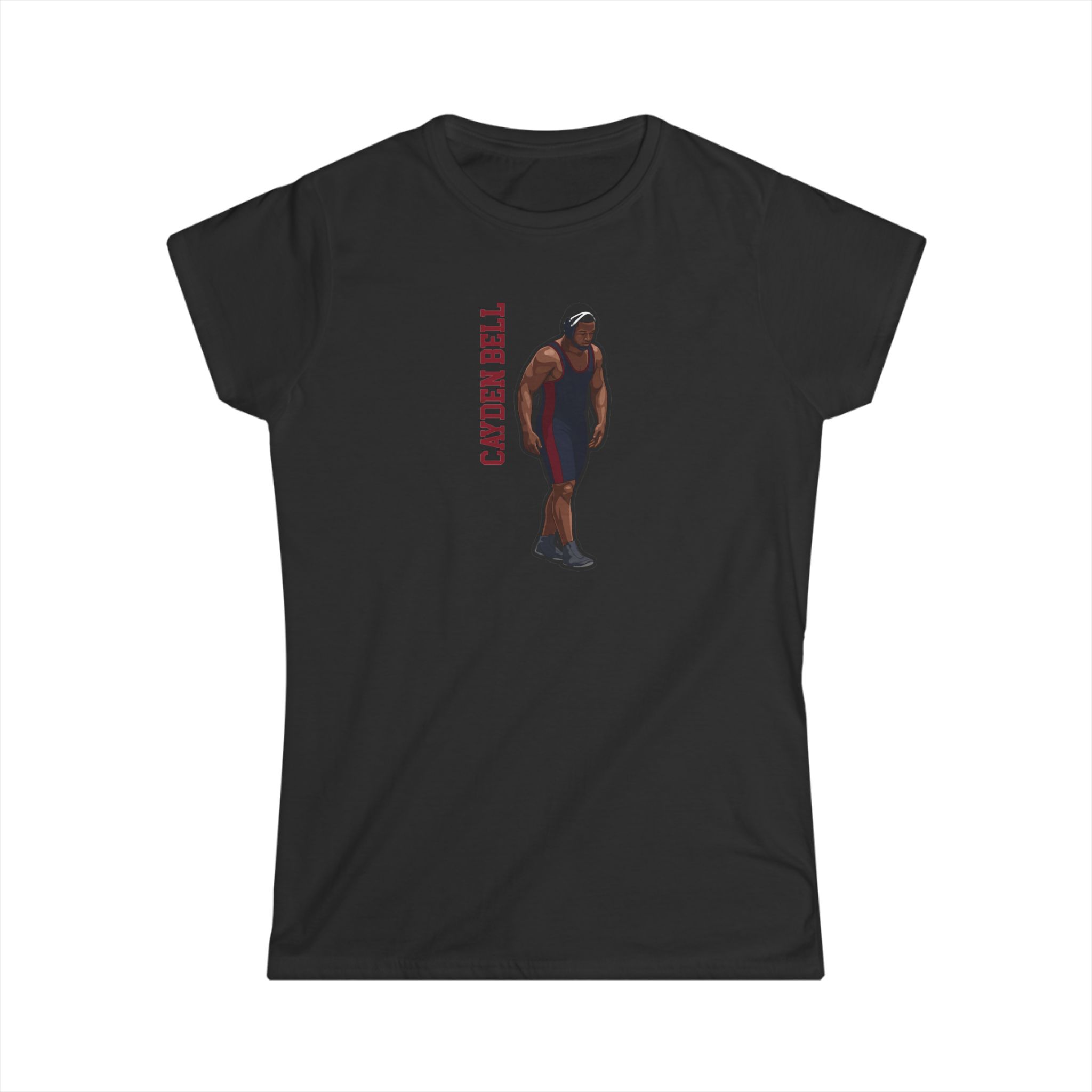 Women's Softstyle Tee — character_name_vertical in Black
