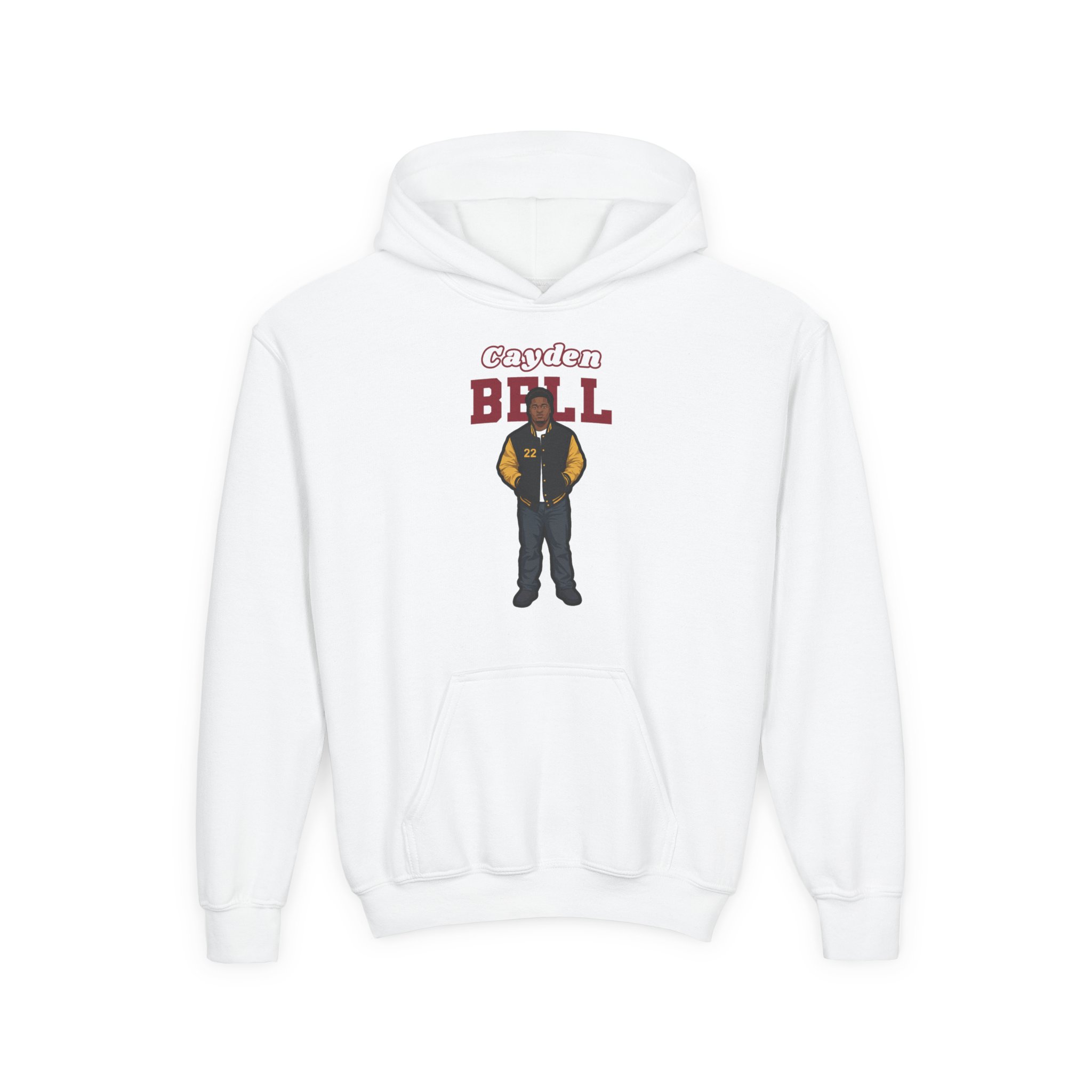 Youth Hoodie — character_name_arch in White