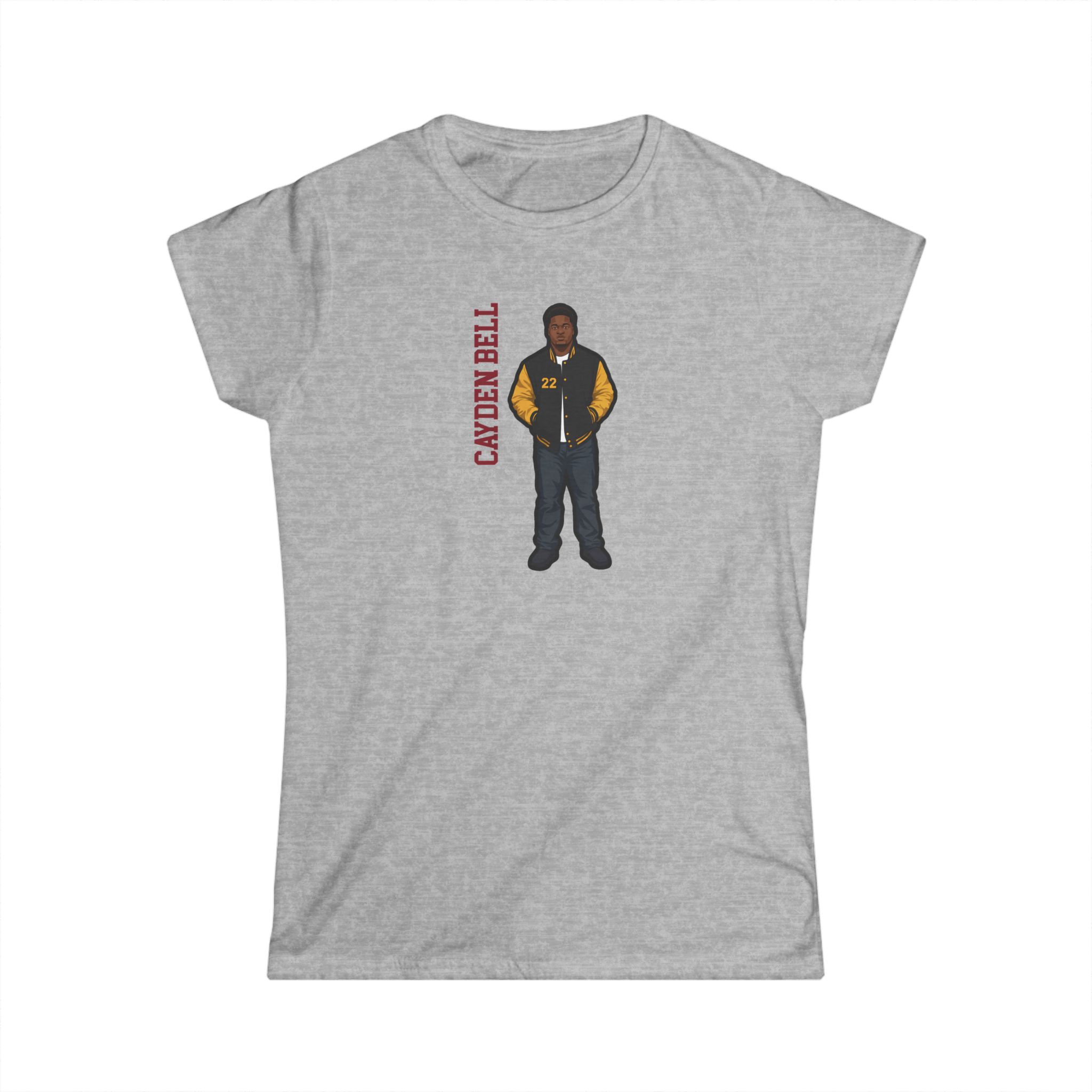 Women's Softstyle Tee — character_name_vertical in Grey