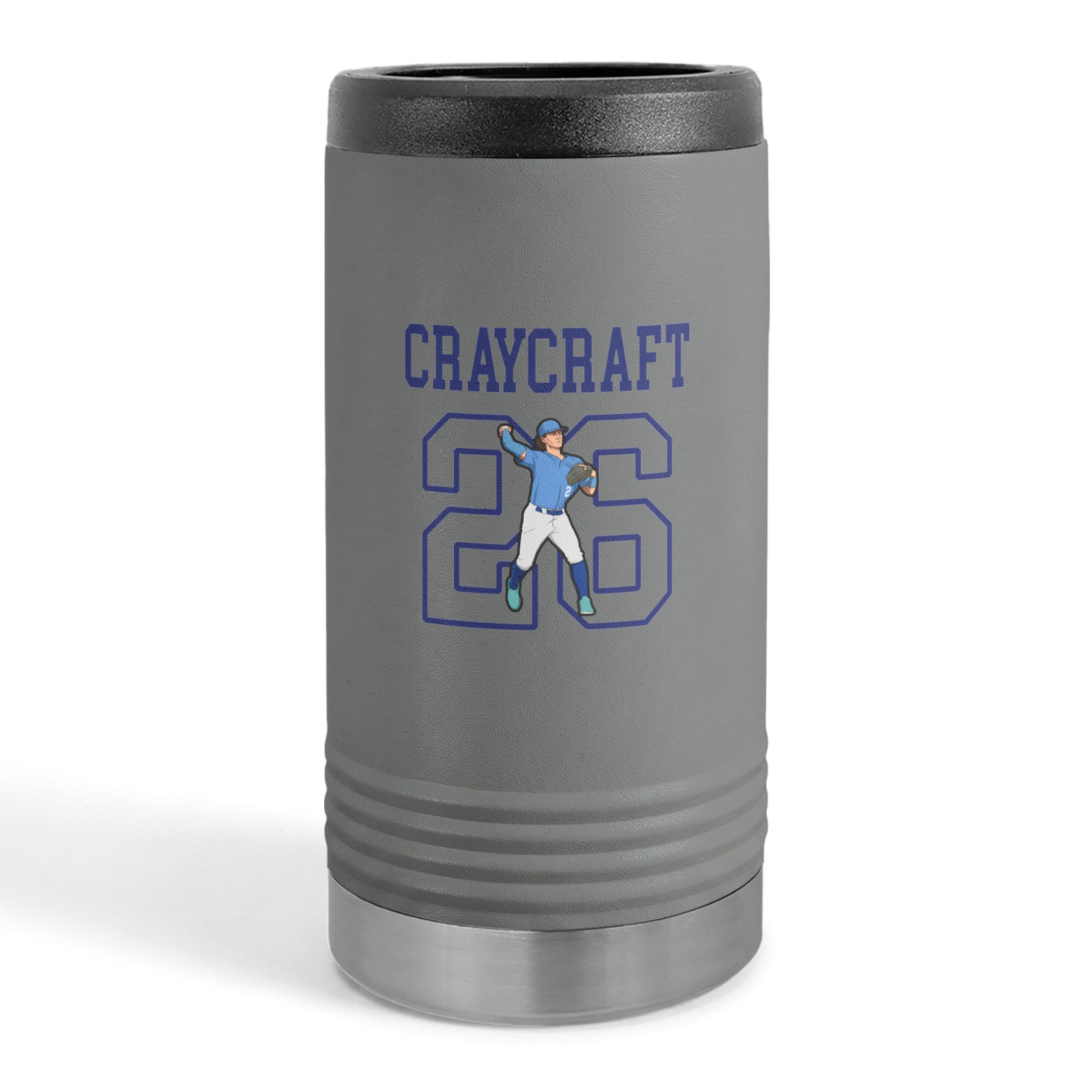 Slim Stainless Can Cooler — character_shirsey in Grey