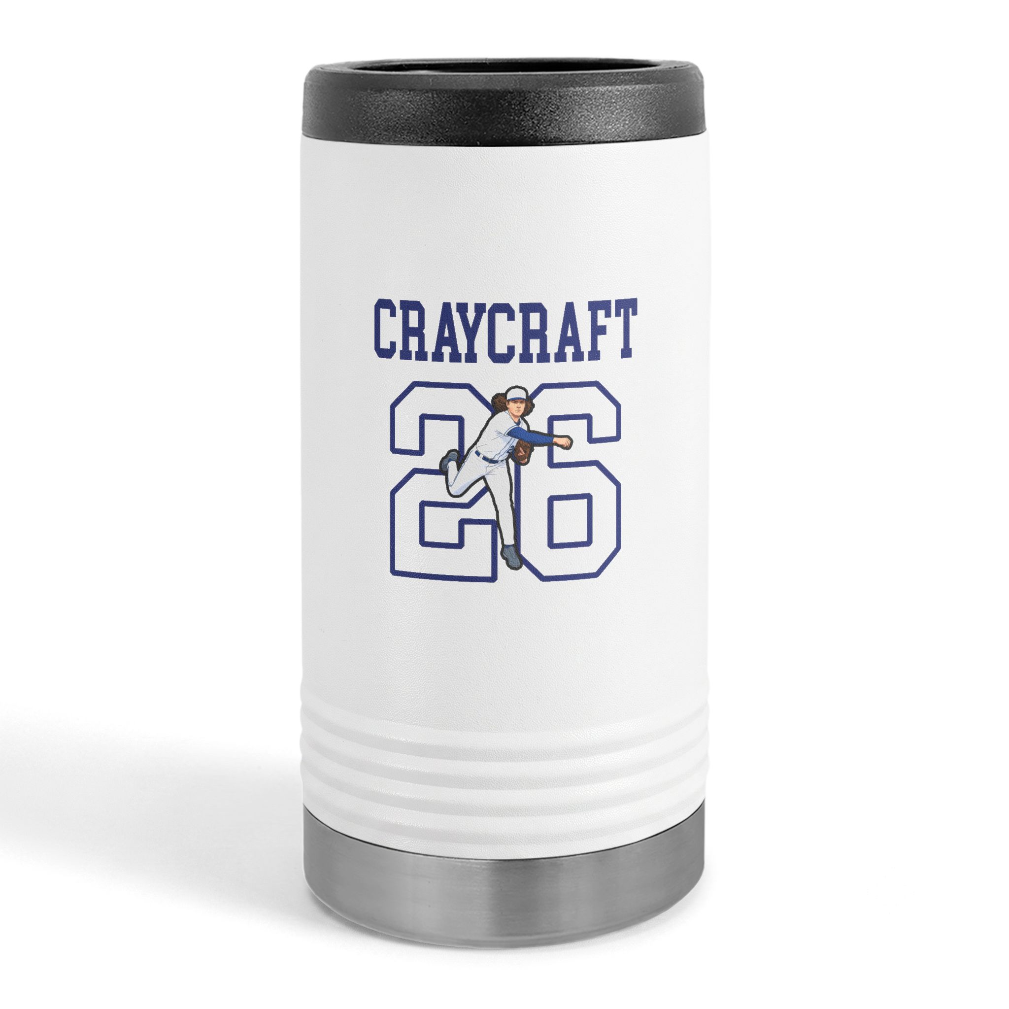 Slim Stainless Can Cooler — character_shirsey in White