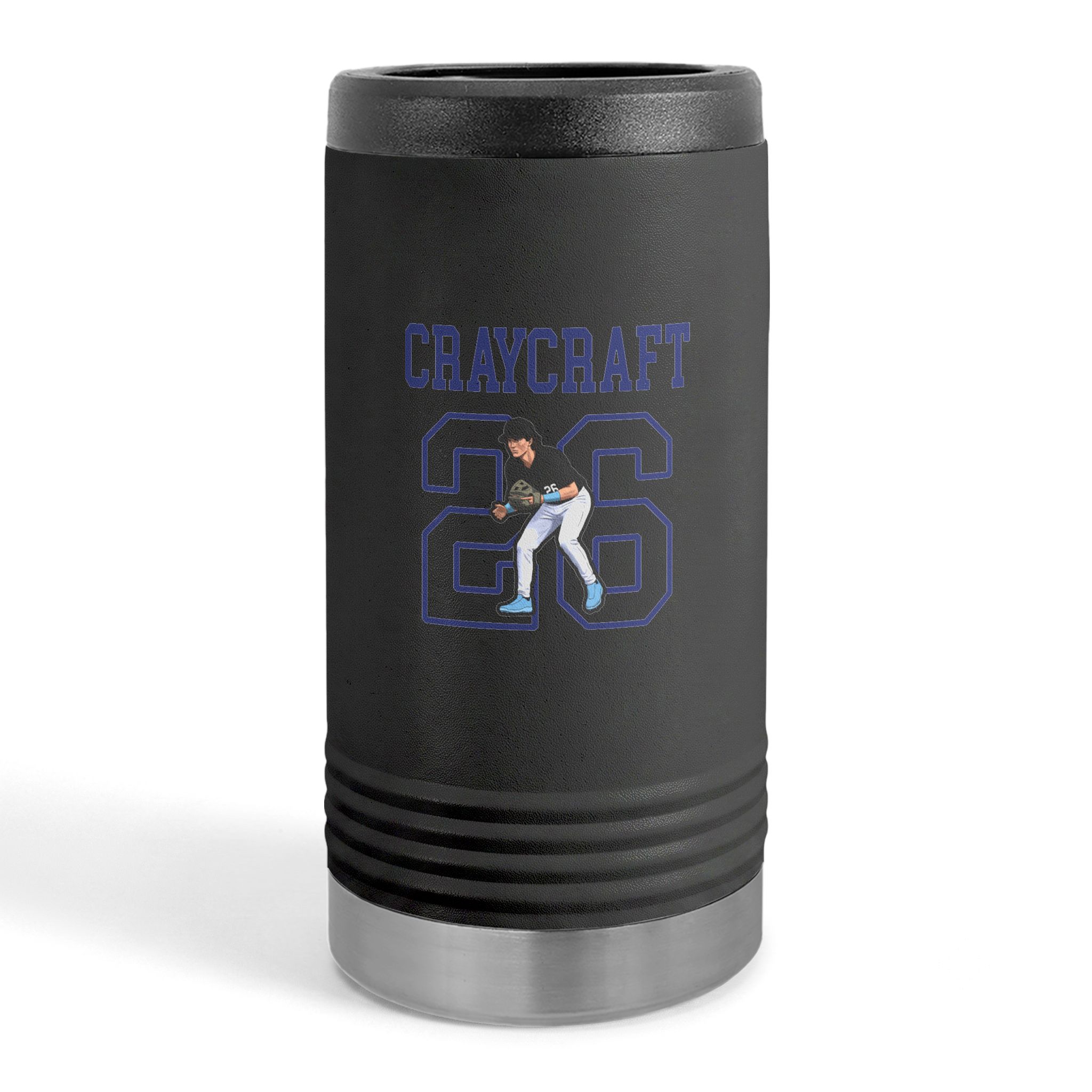 Slim Stainless Can Cooler — character_shirsey in Black