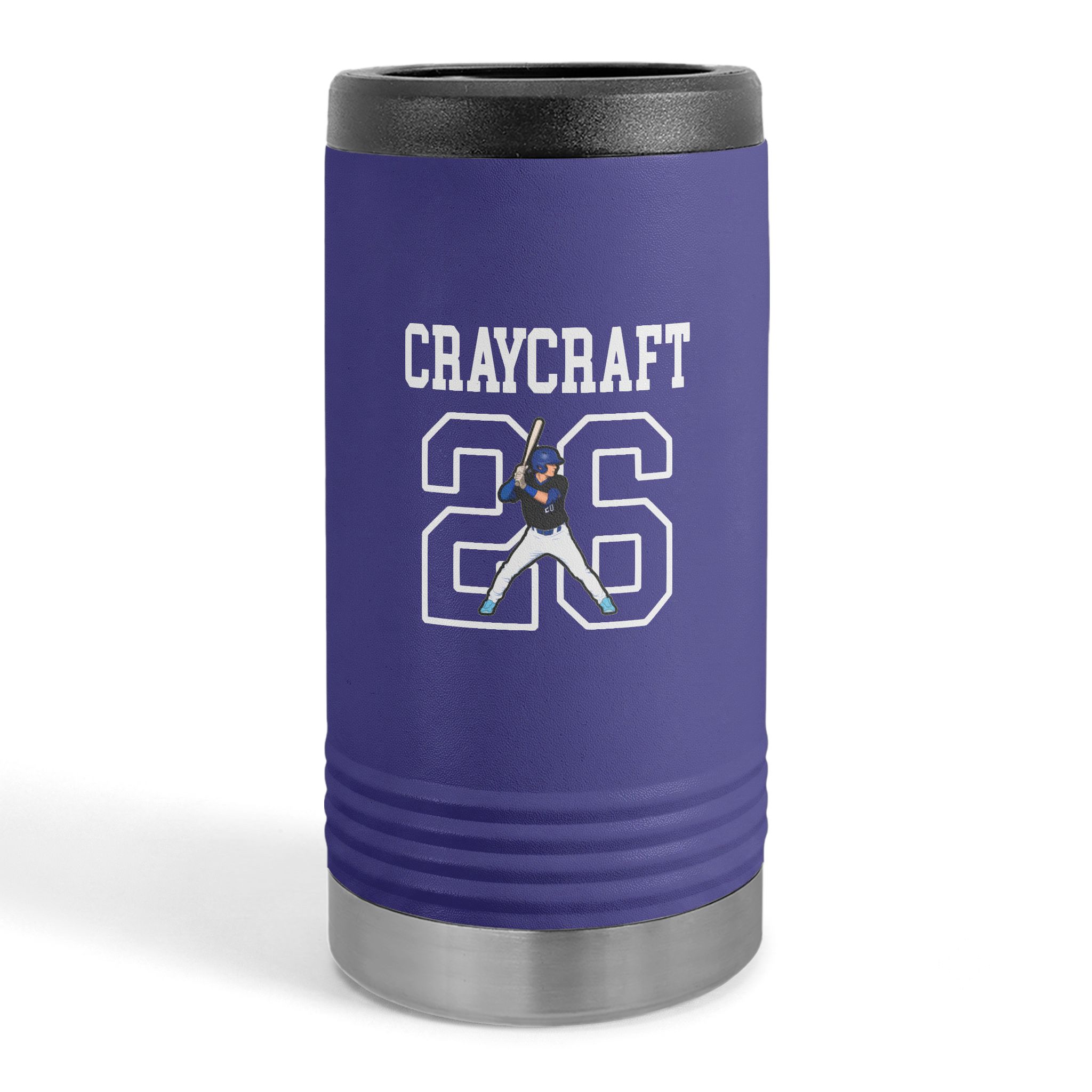 Slim Stainless Can Cooler — character_shirsey in Purple