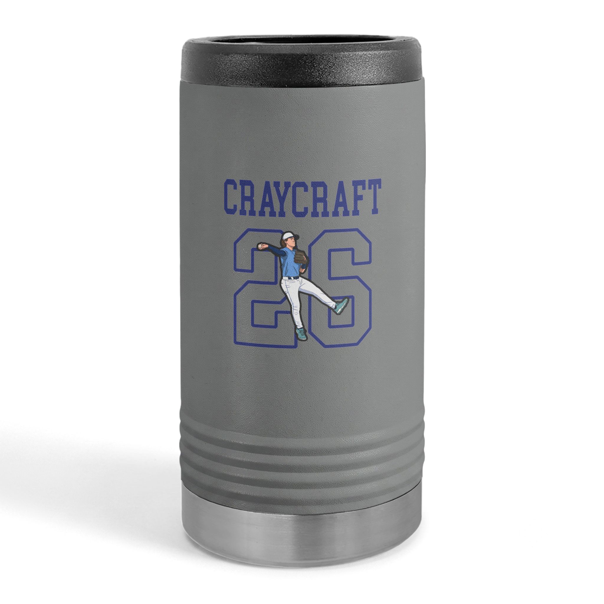 Slim Stainless Can Cooler — character_shirsey in Grey