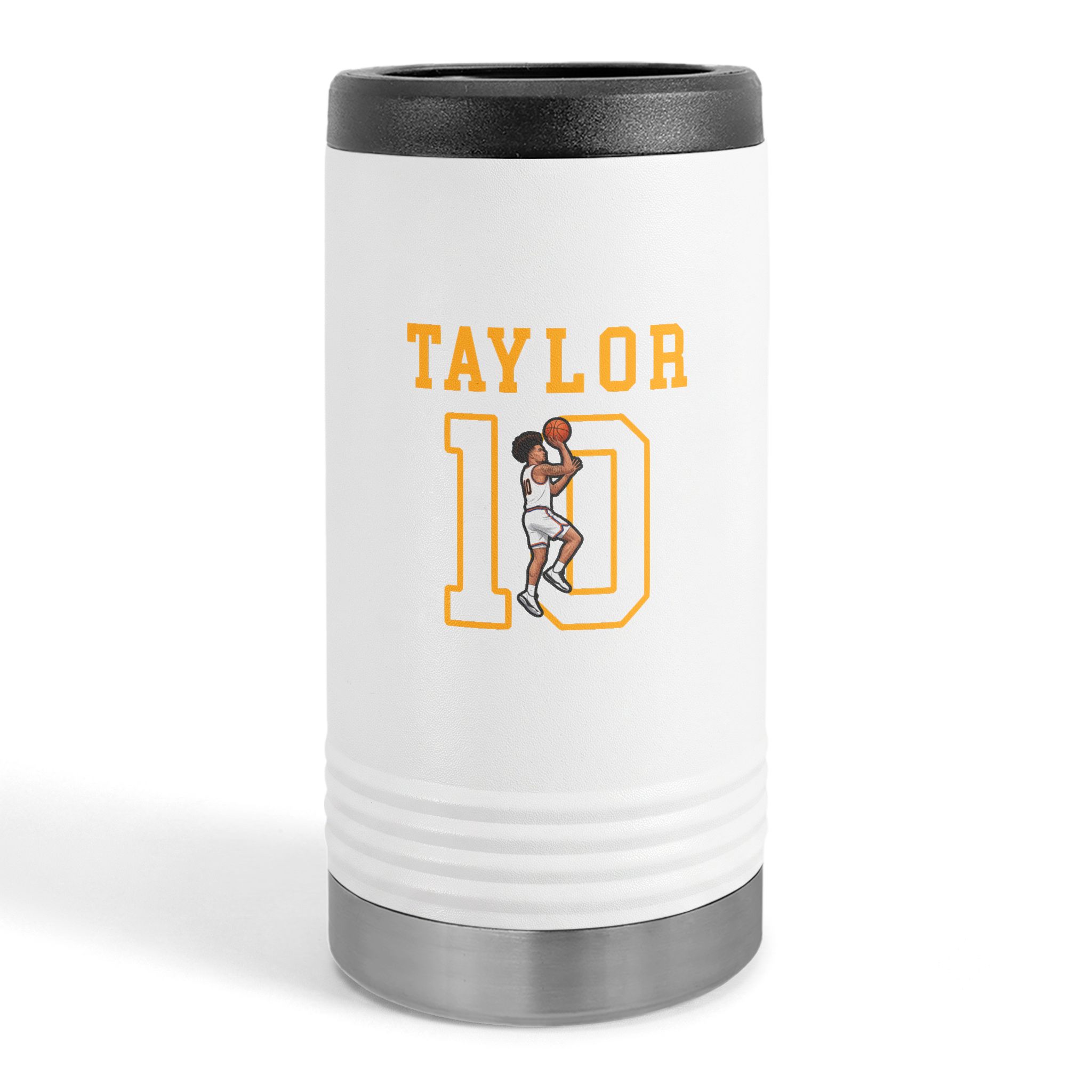 Slim Stainless Can Cooler — character_shirsey in White