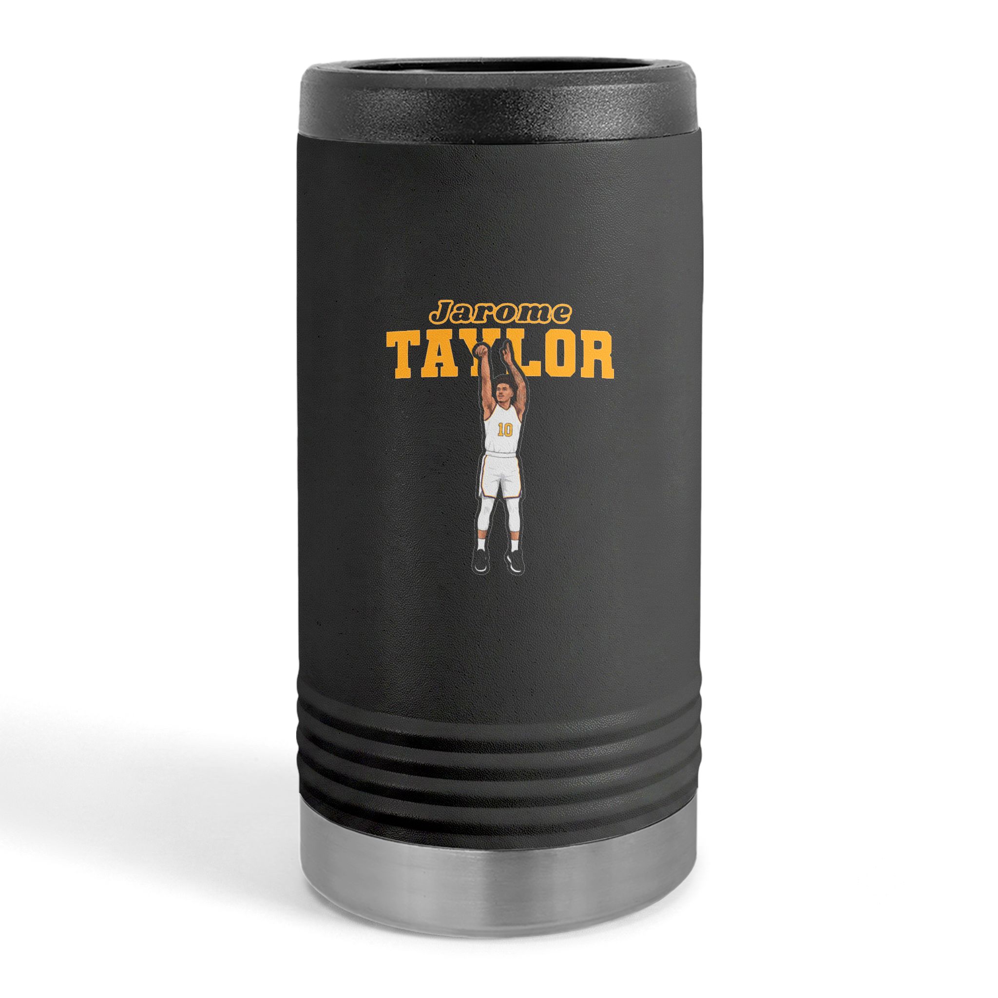Slim Stainless Can Cooler — character_name_arch in Black